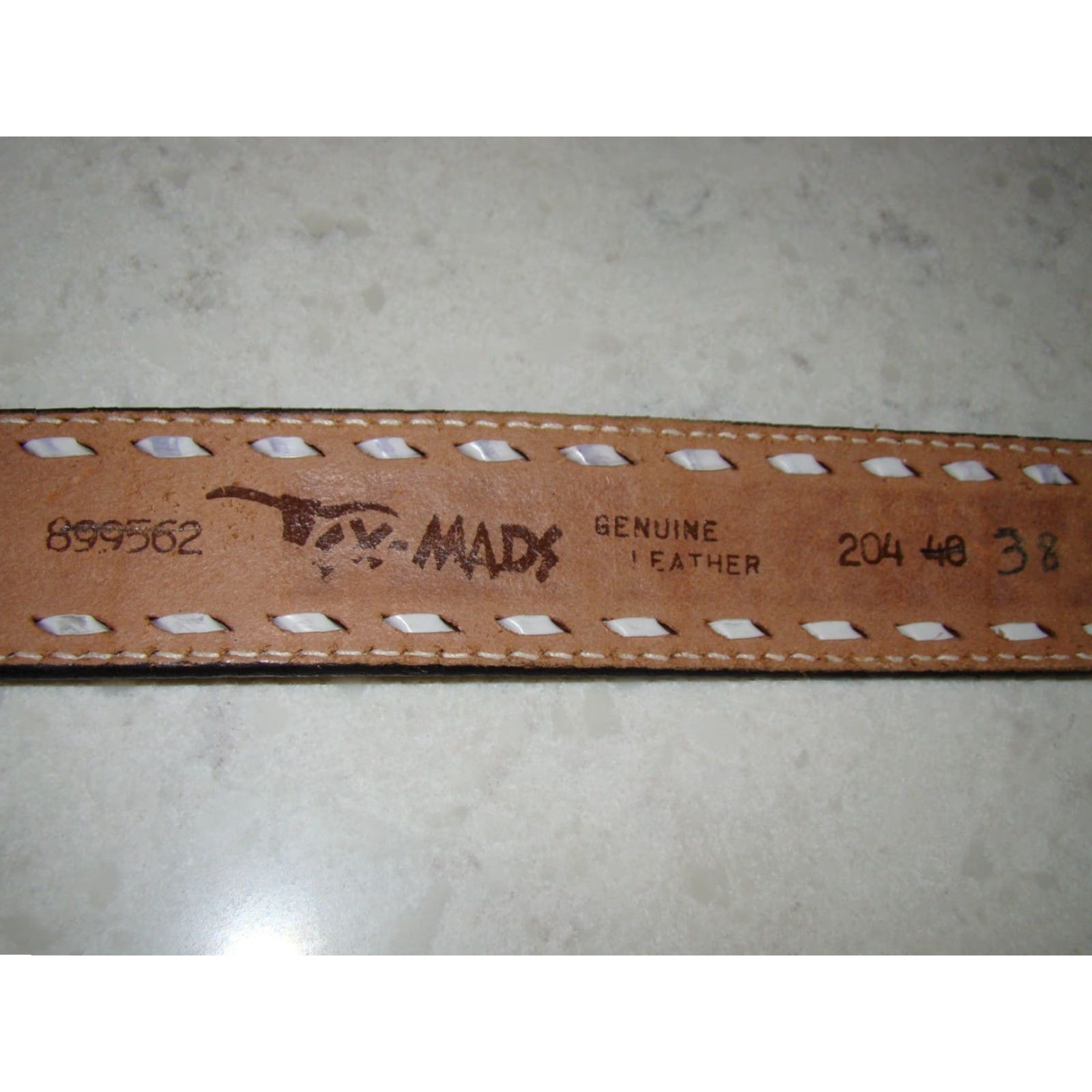 Vintage VINTAGE Tex-Made Belt Mens 38" Tooled Leather Black Brown Cowboy Rodeo Western Belt Size 38 - 5 Thumbnail