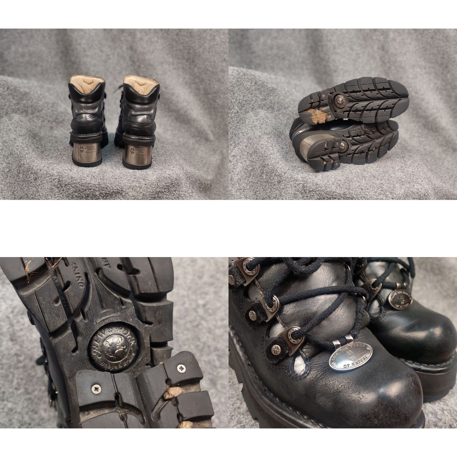 New Rock New Rock Black Leather Boots with metallic heel hole lace Size US 10 / IT 40 - 9 Thumbnail