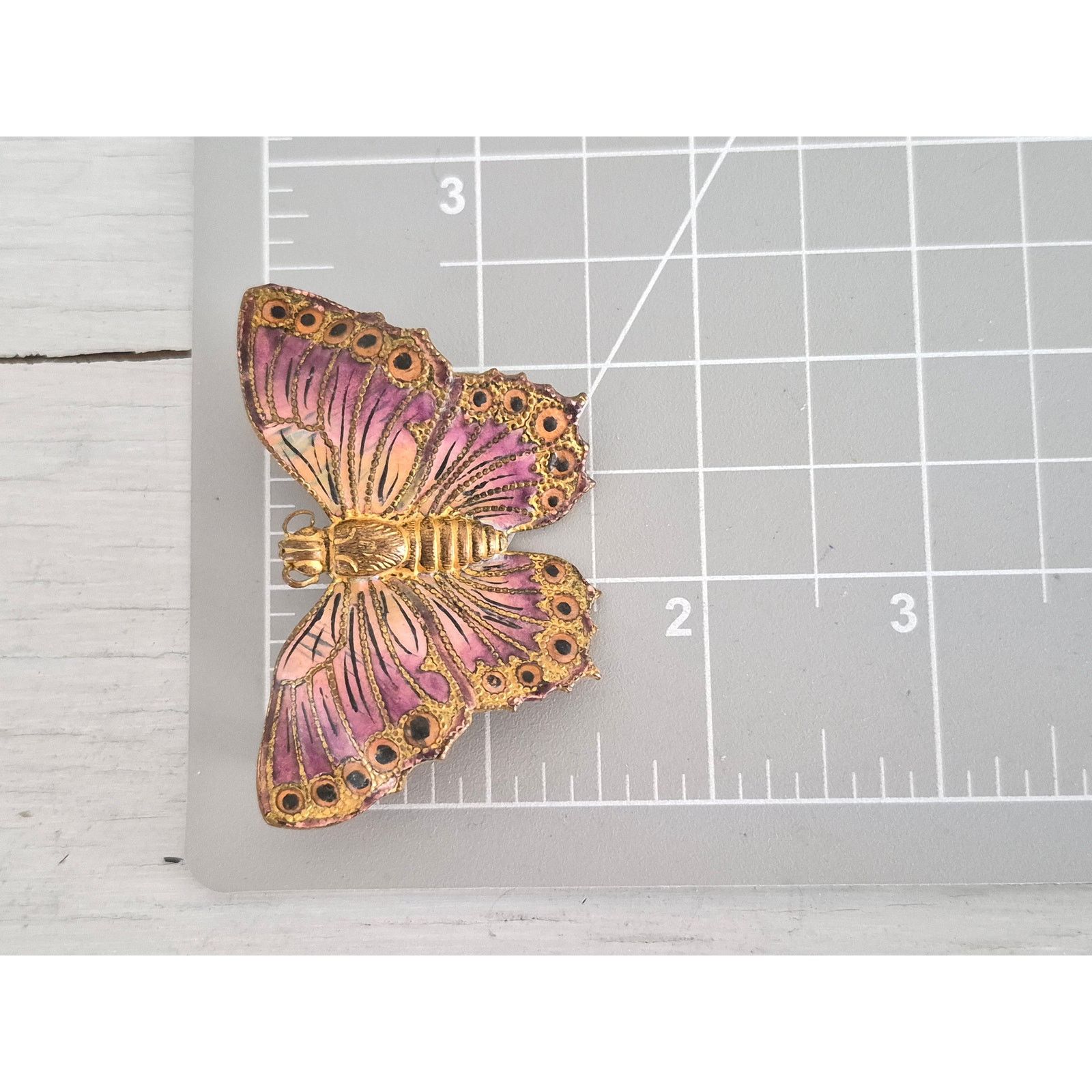 Other Vintage Purple Brass C Clasp Butterfly Brooch Size ONE SIZE - 7 Thumbnail