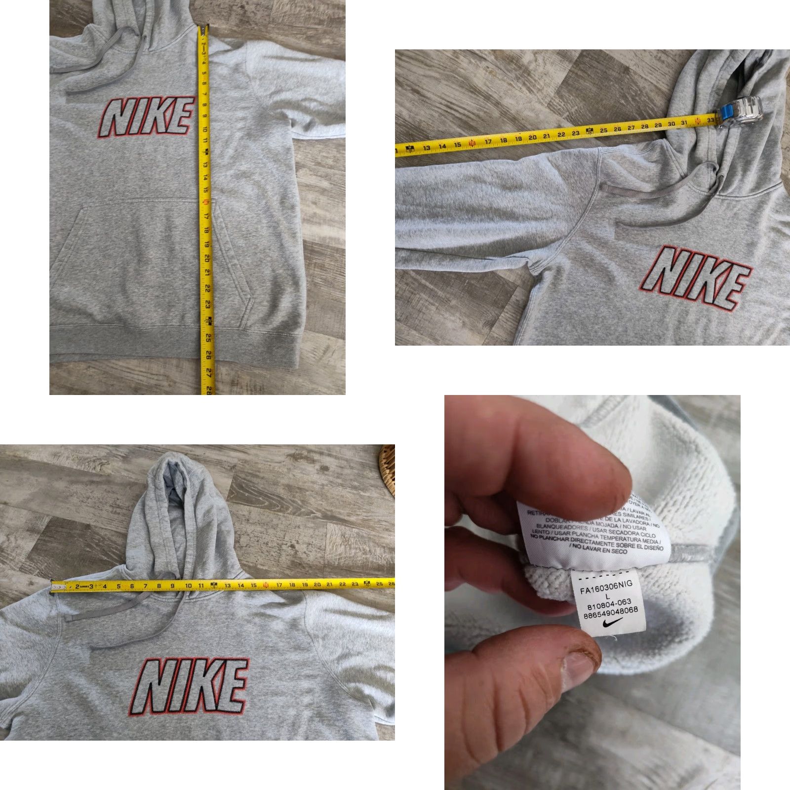 Nike VINTAGE Nike Hoodie Mens Large Gray Spell Out Logo Pullover Sweatshirt Y2K Size US L / EU 52-54 / 3 - 8 Thumbnail