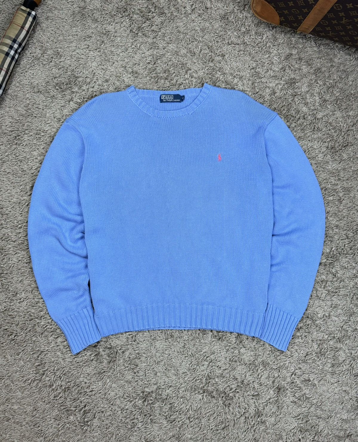 Polo Ralph Lauren × Vintage Vintage sweater Polo Ralph Lauren baby blue original item Size US XL / EU 56 / 4 - 1 Thumbnail