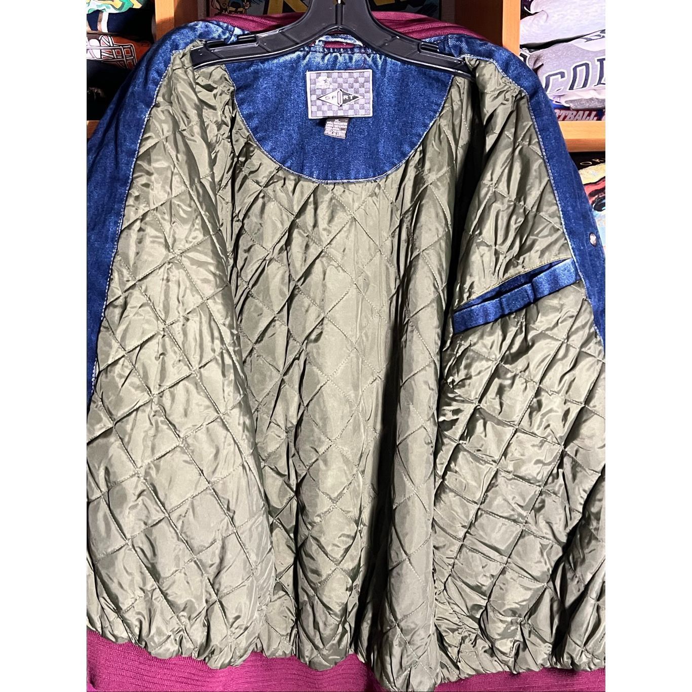 Starter Vintage 90s RARE Starter Denim Quilt Lined Bomber Jacket Size US XL / EU 56 / 4 - 7 Thumbnail