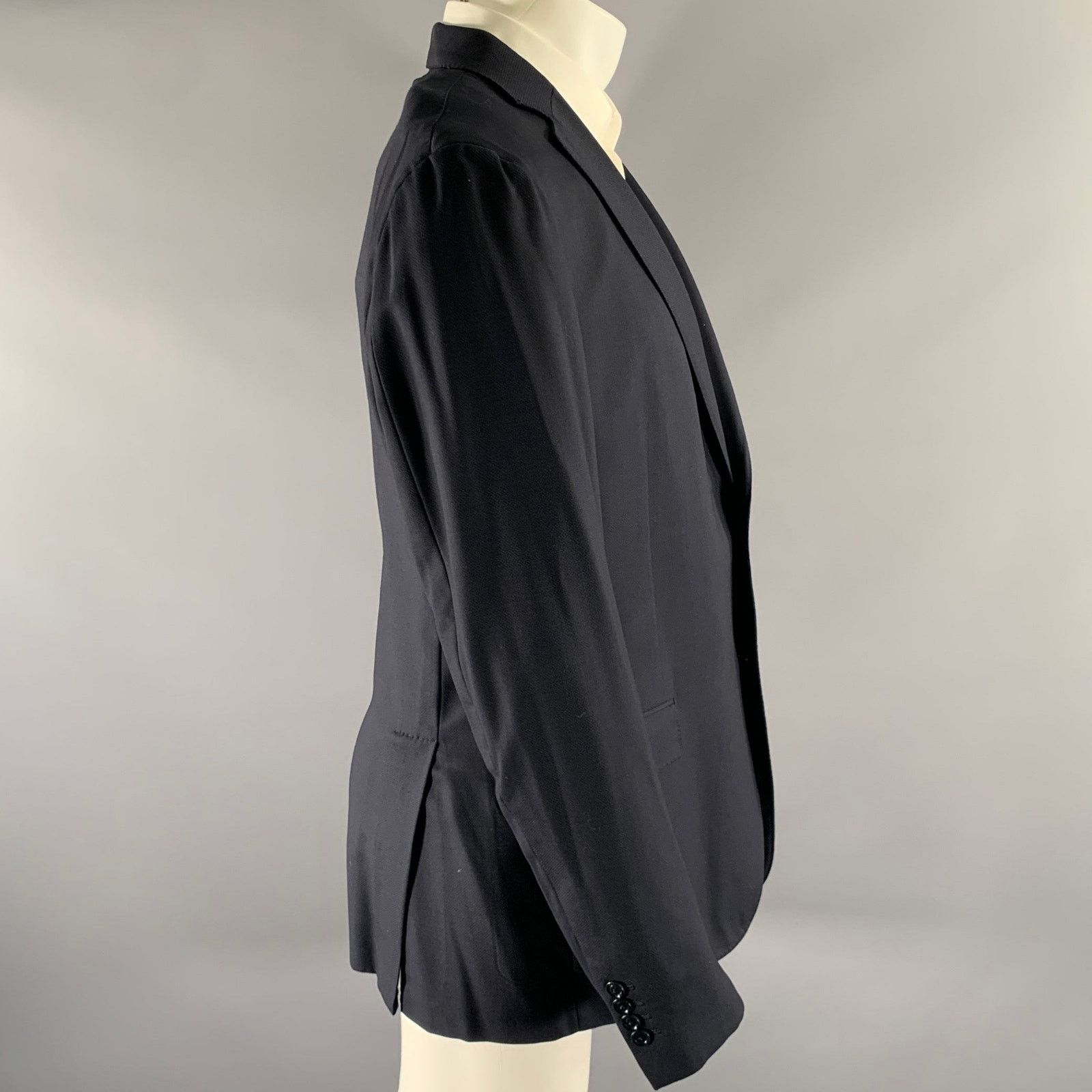 Ermenegildo Zegna ERMENEGILDO ZEGNA Size 42 Navy Wool Notch Lapel Sport Coat Size 42L - 3 Thumbnail