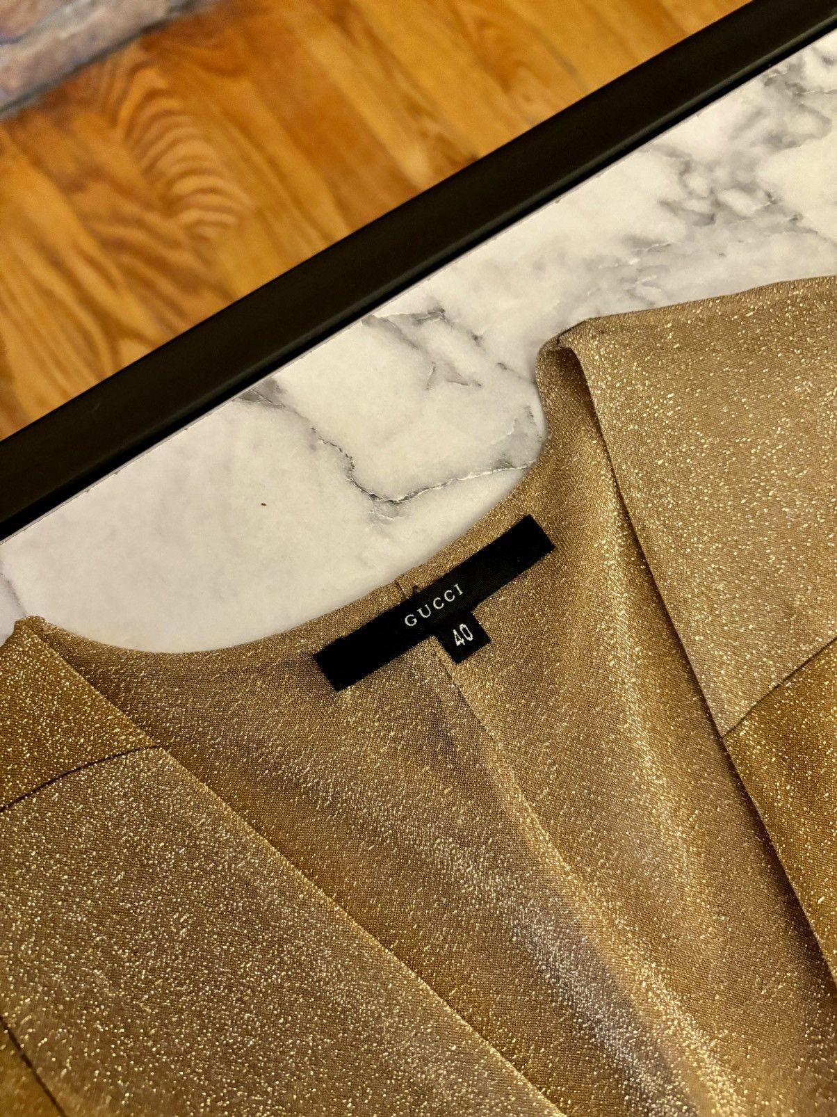 Gucci RESERVED Gucci by Tom Ford Runway FW2000 gold mini dress Size S / US 4 / IT 40 - 2 Thumbnail