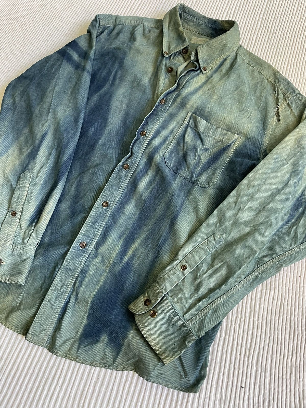 Indigo Indigo Dirty Dye Sun Faded Corduroy Shirt Size US L / EU 52-54 / 3 - 7 Thumbnail