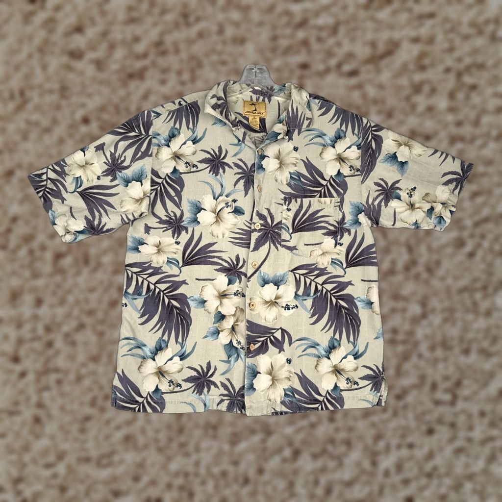 Vintage Jamaica Jaxx Shirt Men Medium Green Floral 100% Silk Button Up Hawaiian Pocket Button-Up Size US M / EU 48-50 / 2 - 1 Thumbnail