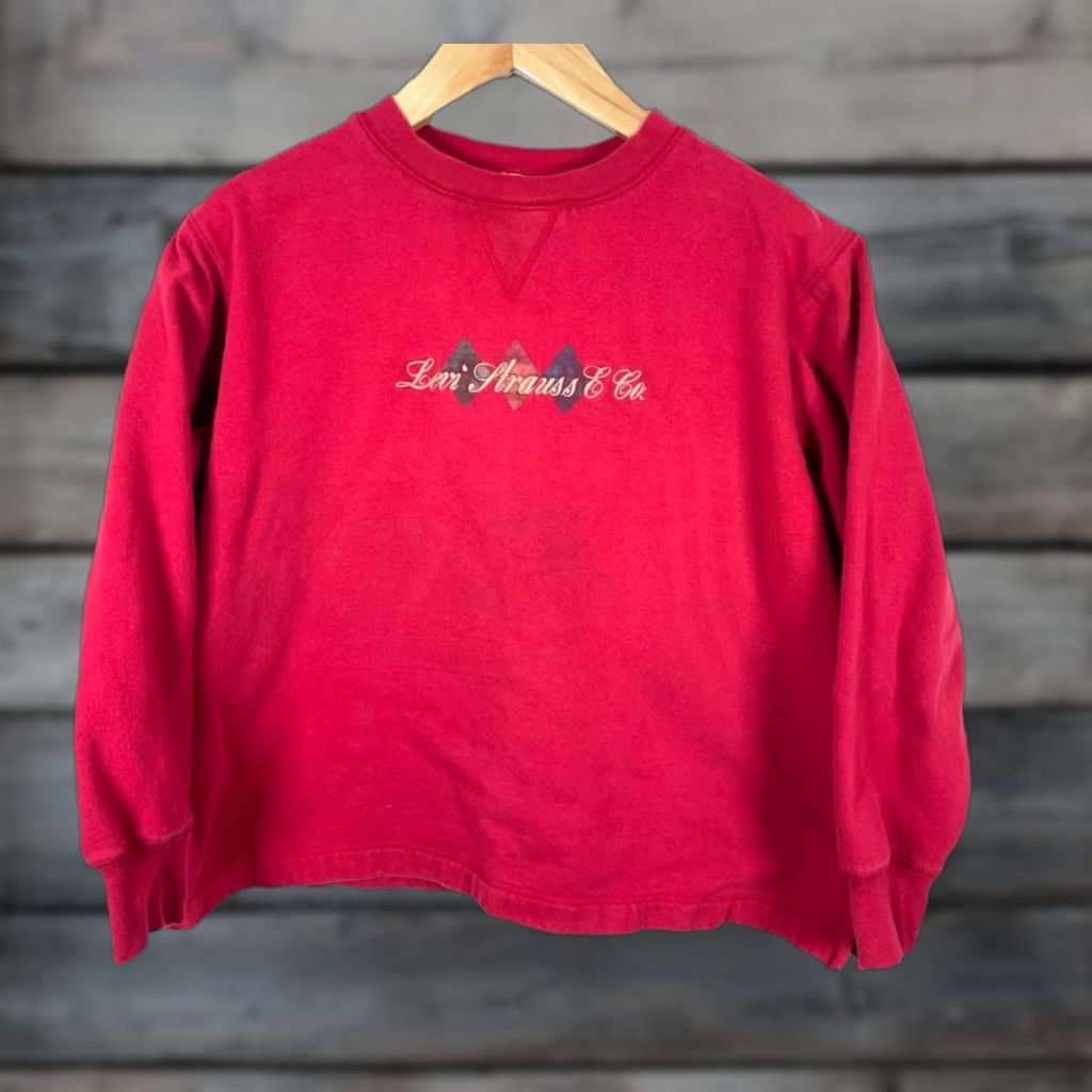 Levi's VINTAGE Levi's Red Tab Sweatshirt Boxy Fit Embroidered Script XL Adults Red 2000s Hipster Retro Crew Neck Cotton Poly Blend Fleece Logo Shirt Mens Size US XL / EU 56 / 4 - 1 Thumbnail