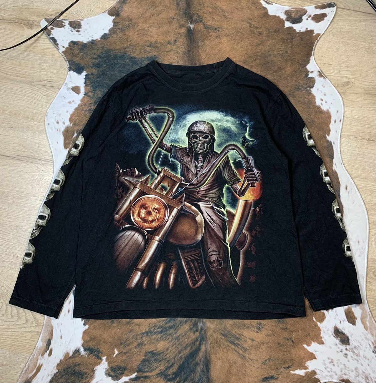 Vintage Vintage Alloverprint Skeleton Art Tshirt Tee Skulls Motor Size US L / EU 52-54 / 3 - 1 Thumbnail