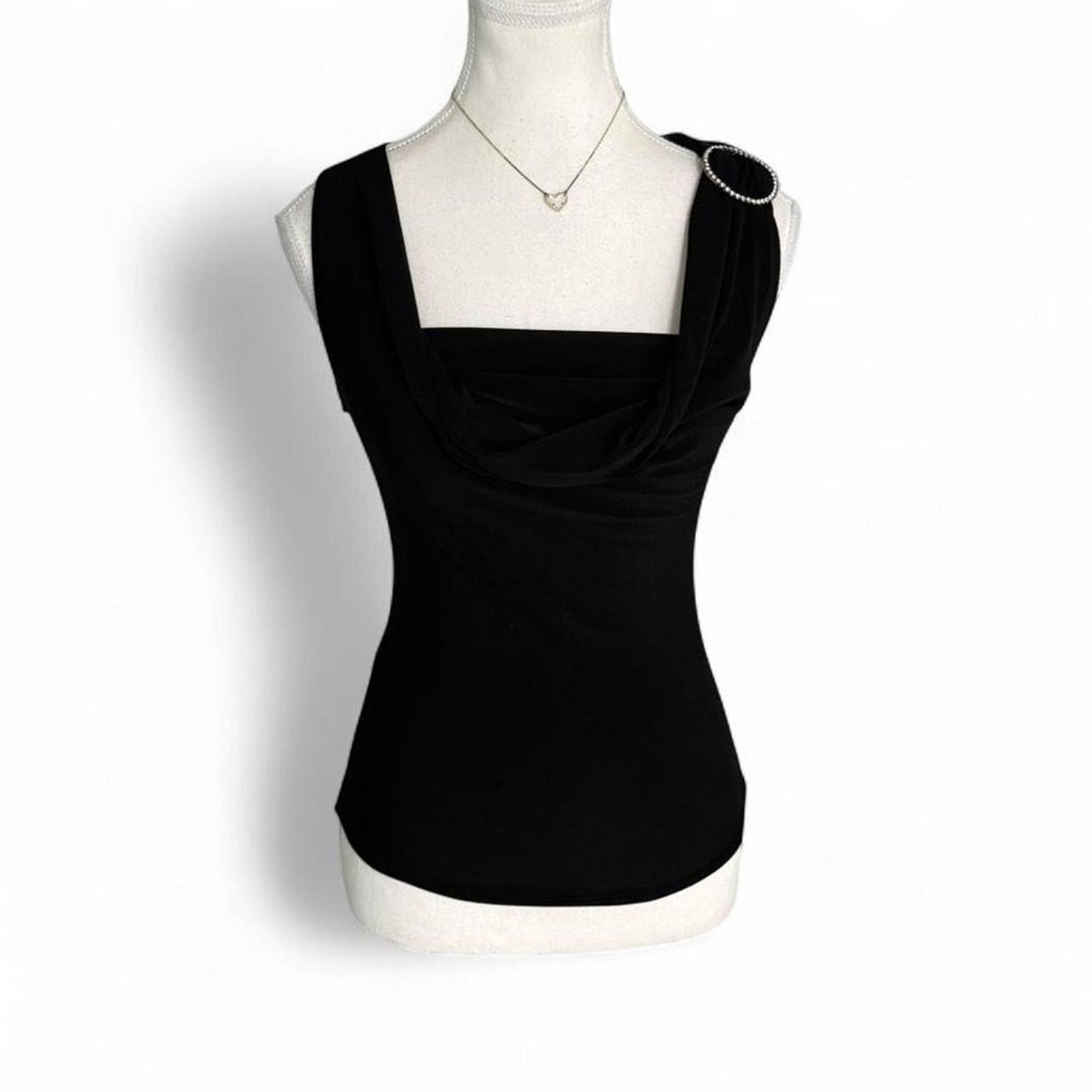 Other Black cowl neck top open back & Mcbling ring shoulder size m Size M / US 6-8 / IT 42-44 - 2 Thumbnail