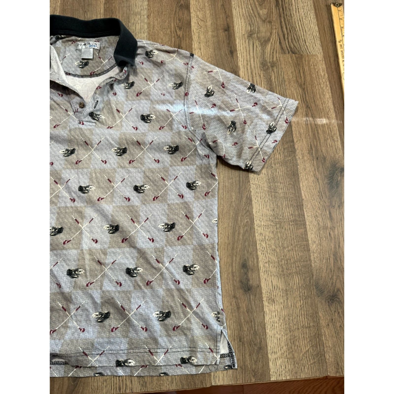 Vintage Penguin Sport Shirt Polo Shirt Men's Large Grey White Red Short Sleeve Printed Polo Shirt Casual Mens Regular Cotton Logo Vintage: No Size US L / EU 52-54 / 3 - 4 Thumbnail