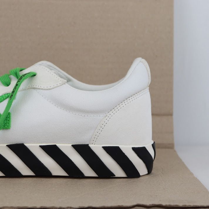 Off-White o1rshd1 Low Vulcanized Suede/Canva Sneakers in White Green Size US 6 / EU 39 - 4 Thumbnail