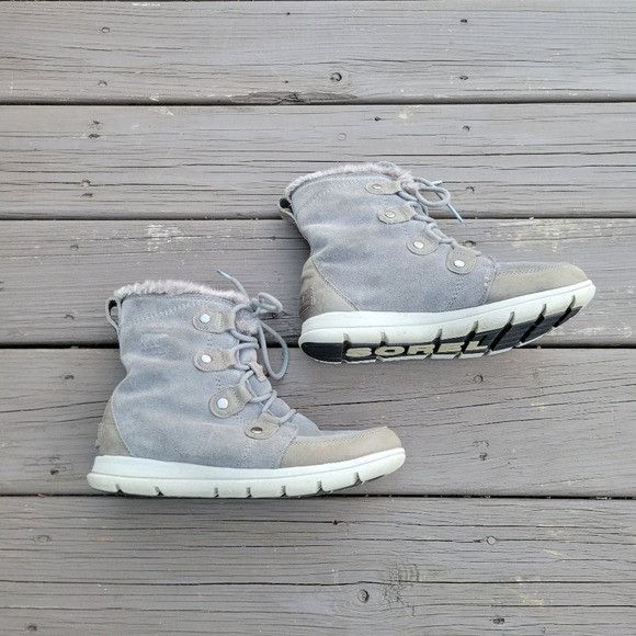 SOREL Sorel Explorer Joan Gray Suede Leather Lace-up Sneaker Winte Size US 9.5 / IT 39.5 - 4 Thumbnail