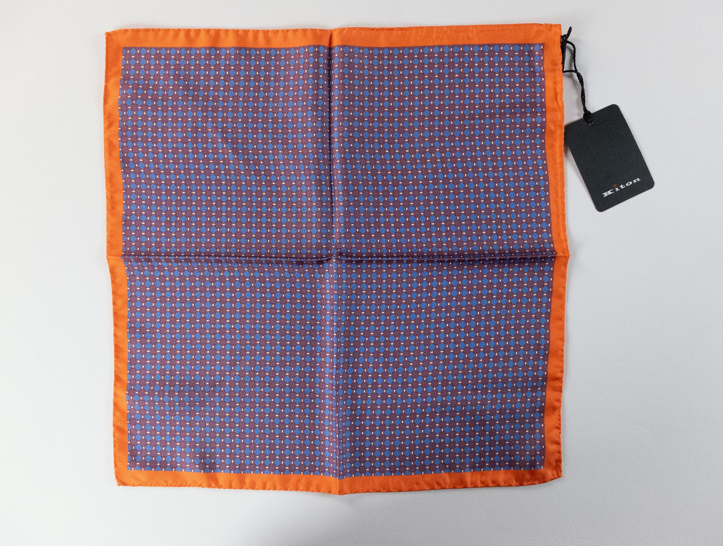 Kiton KITON Napoli purple & blue geometric silk pocket square Size ONE SIZE - 1 Thumbnail