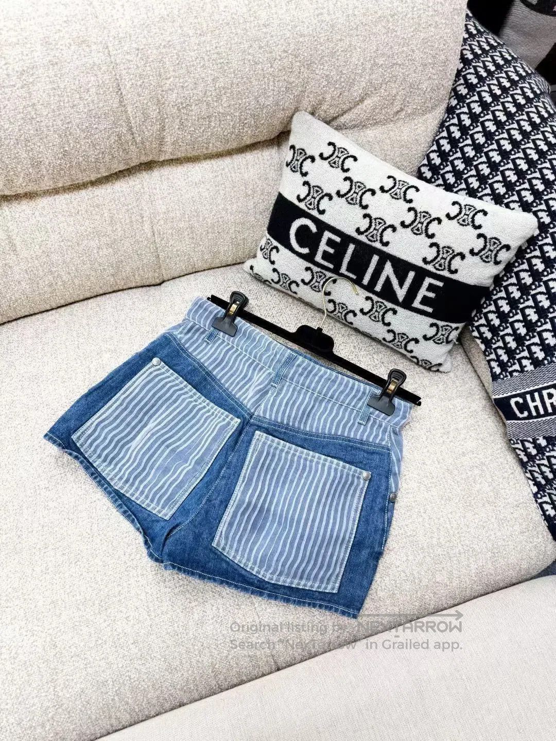 Chanel Chanel Blue Mesh Denim Shorts. Size 35" - 3 Thumbnail