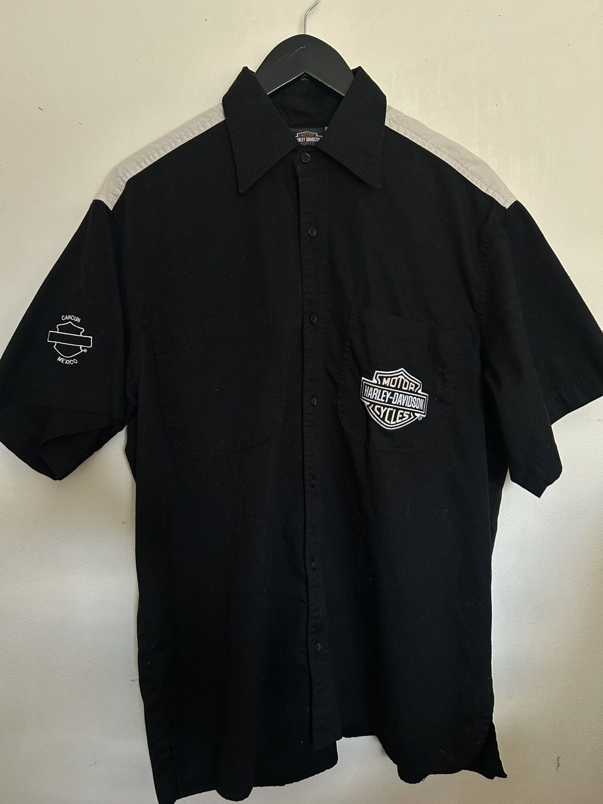 Harley Davidson vintage Harley-Davidson men's button-up short-sleeve shirt. Size US L / EU 52-54 / 3 - 3 Thumbnail