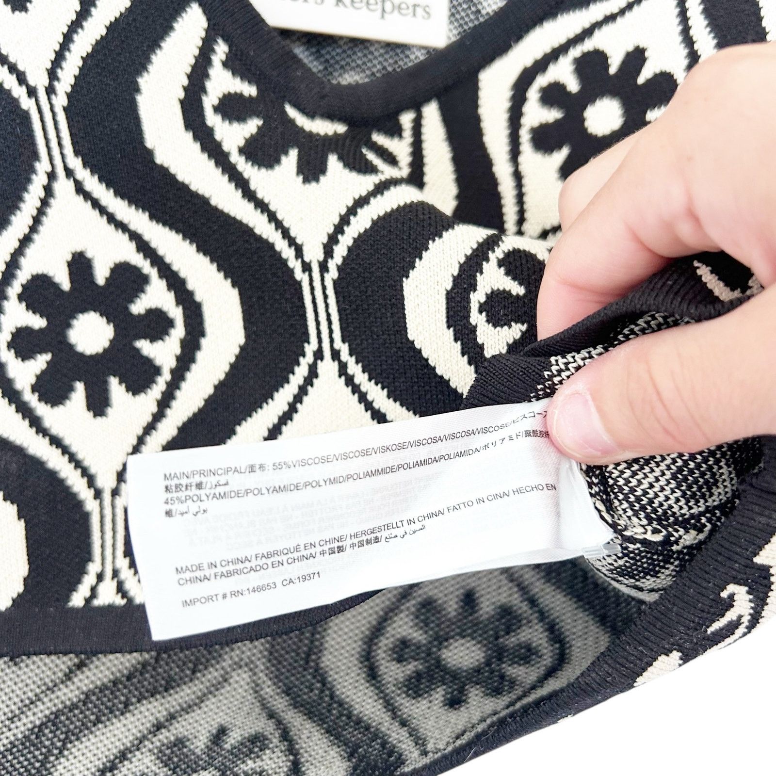 Other Finders Keepers Quinn Black White Printed Long Sleeve Top XS Size XS / US 0-2 / IT 36-38 - 4 Thumbnail