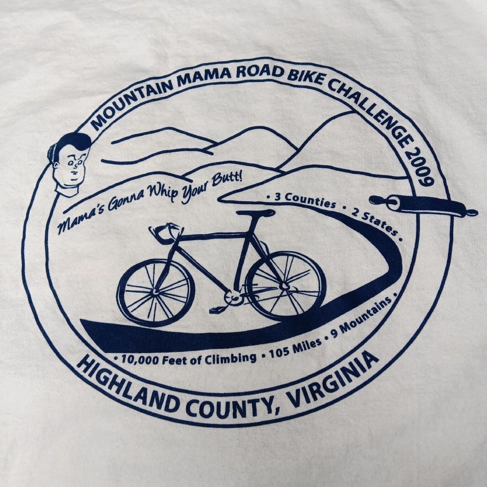 Gildan VINTAGE Mountain Mama Road Bike Challenge Shirt L White Cotton Gildan Ultra Cotton Men Short Sleeve Graphic Print Virginia 2009 Cycling Shirt Mens Size US L / EU 52-54 / 3 - 2 Thumbnail