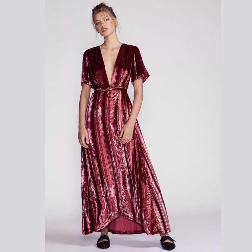 Free People Kara Velvet Wrap Metálica Striped 👗