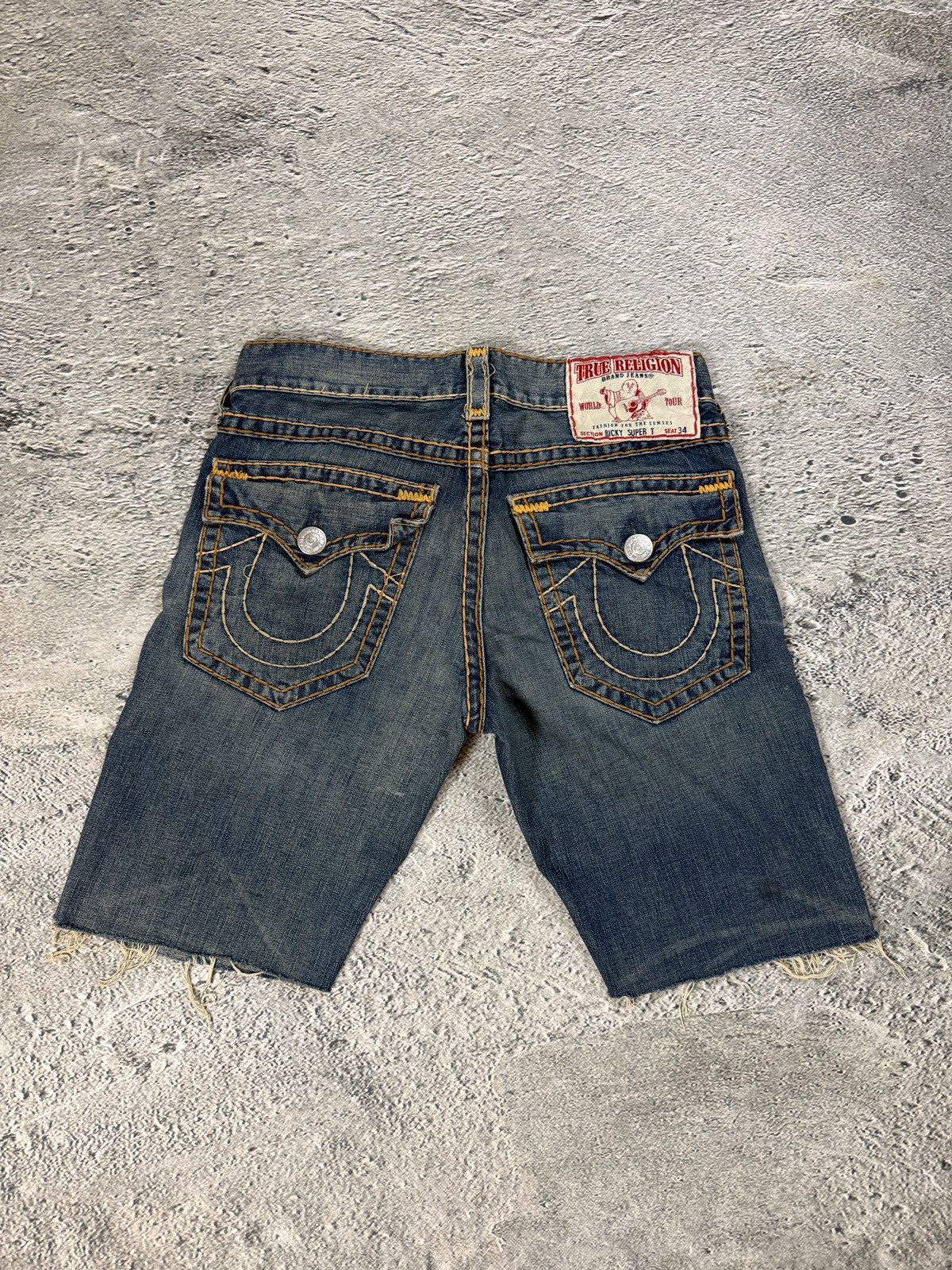 True Religion True Religion jorts denim shorts navy orange stitching Ricky Size US 33 - 1 Thumbnail