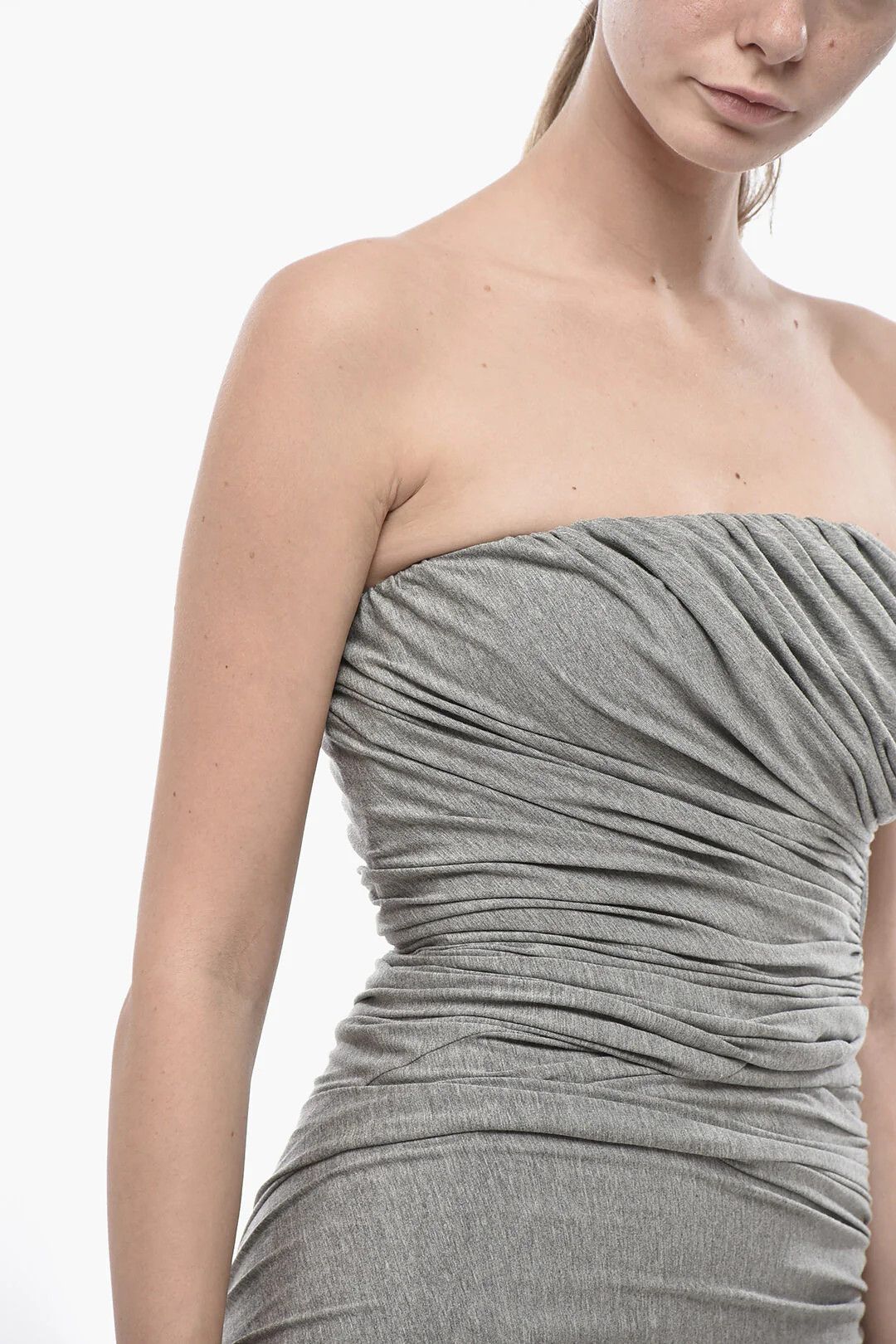 The Attico og1mm0426 Draped Jersey Strapless Sheath Dress in Grey Size XS / US 0-2 / IT 36-38 - 3 Thumbnail