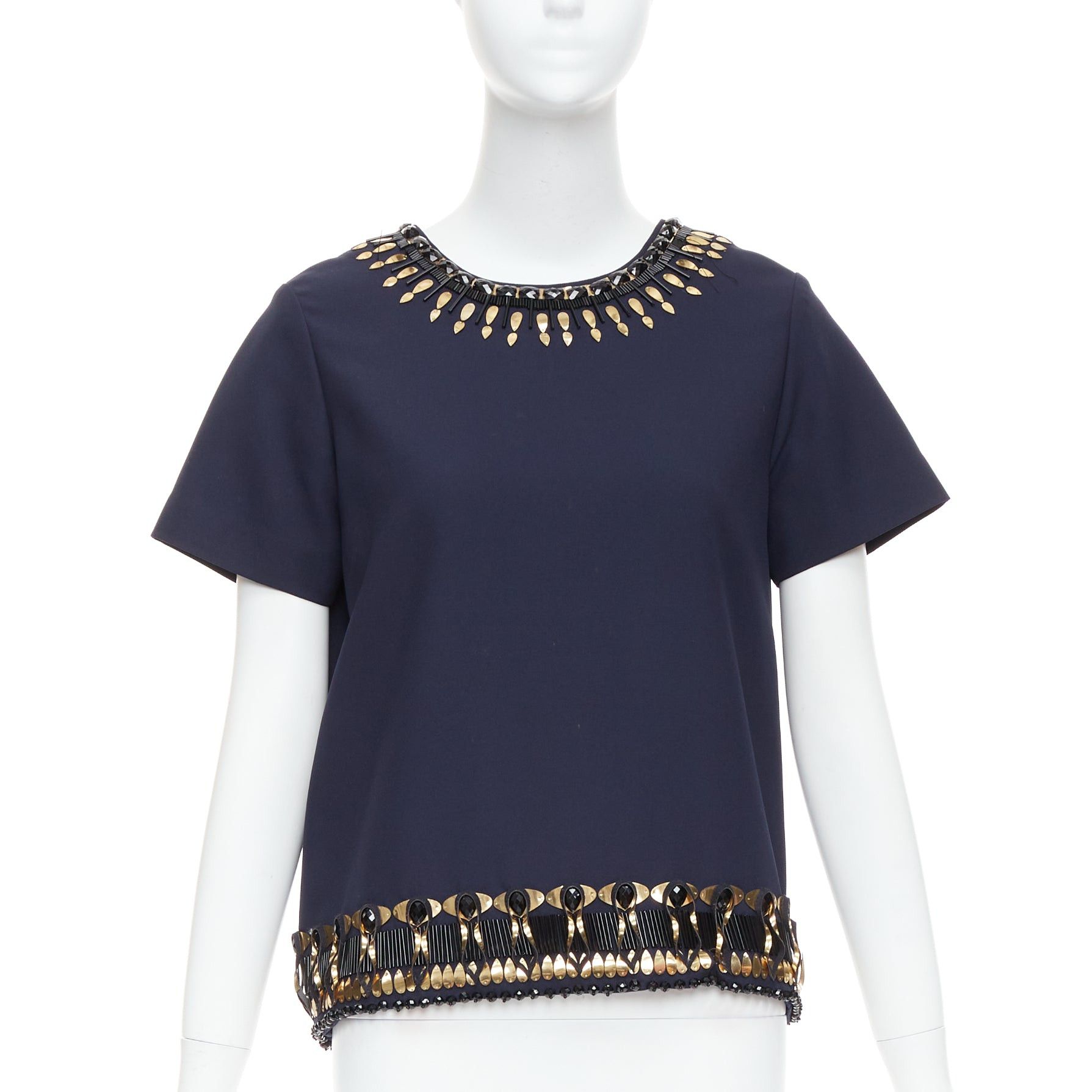 Manish Arora MANISH ARORA gold navy hand crafted 3D embellished top IT38 M Size M / US 6-8 / IT 42-44 - 1 Thumbnail
