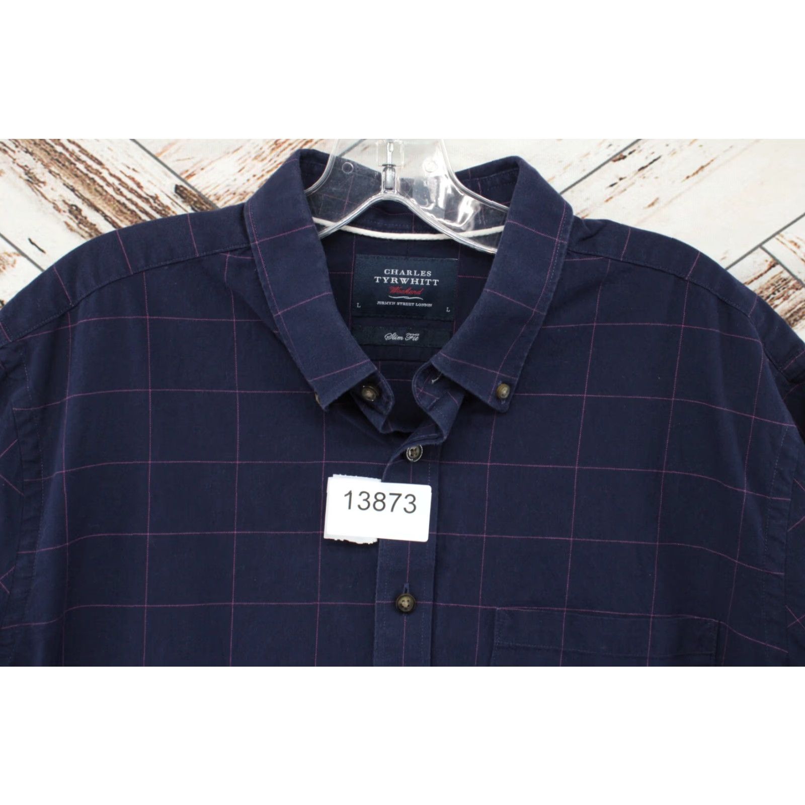 Charles Tyrwhitt VINTAGE Charles Tyrwhitt Weekend Shirt Men L Purple Windowpane Plaid Slim Fit Long Sleeve Size US L / EU 52-54 / 3 - 8 Thumbnail