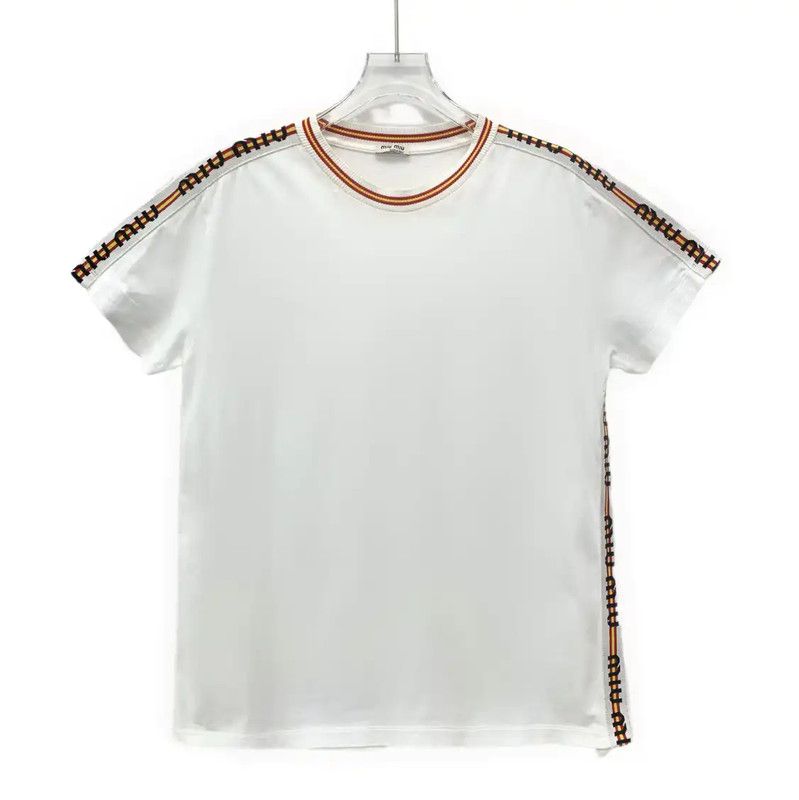 Miu Miu Miu Miu White Cotton Women's T-Shirt 0089 Size L / US 10 / IT 46 - 1 Thumbnail