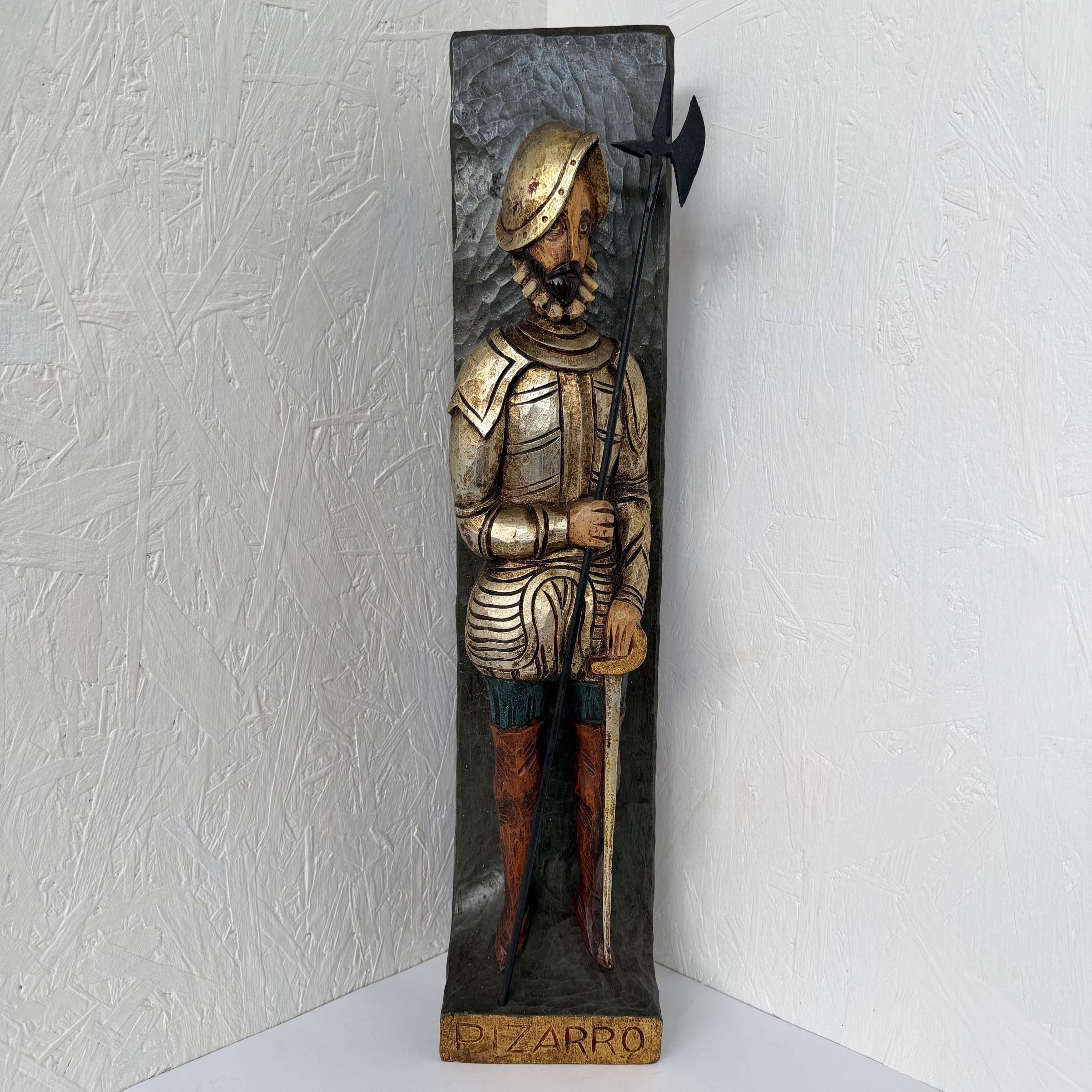 Vintage Vintage Hand Carved Wooden Pizarro Figure Spanish Size ONE SIZE - 10 Thumbnail