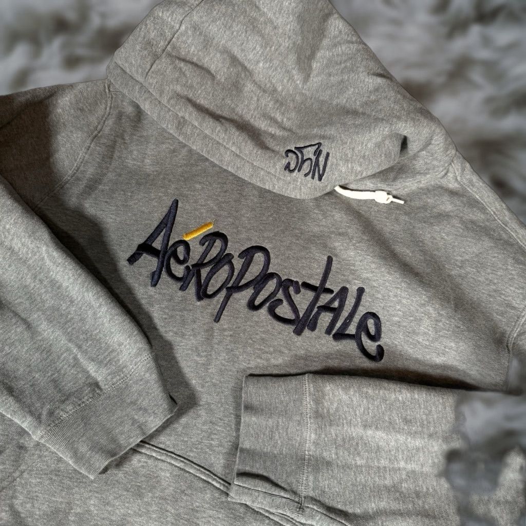 Aeropostale Vintage Aeropostale NYC Script Logo Hoodie Mens XL Grunge Gray Y2K Size US XL / EU 56 / 4 - 1 Thumbnail