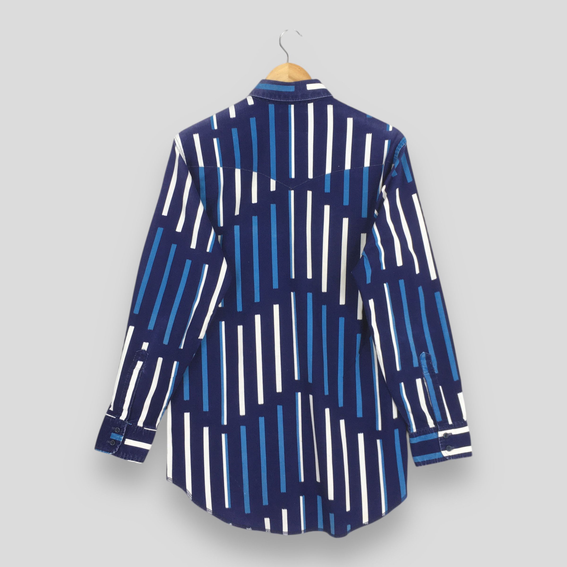 Wrangler Vintage 90s Wrangler Striped Blue Shirt Medium Size US M / EU 48-50 / 2 - 6 Thumbnail