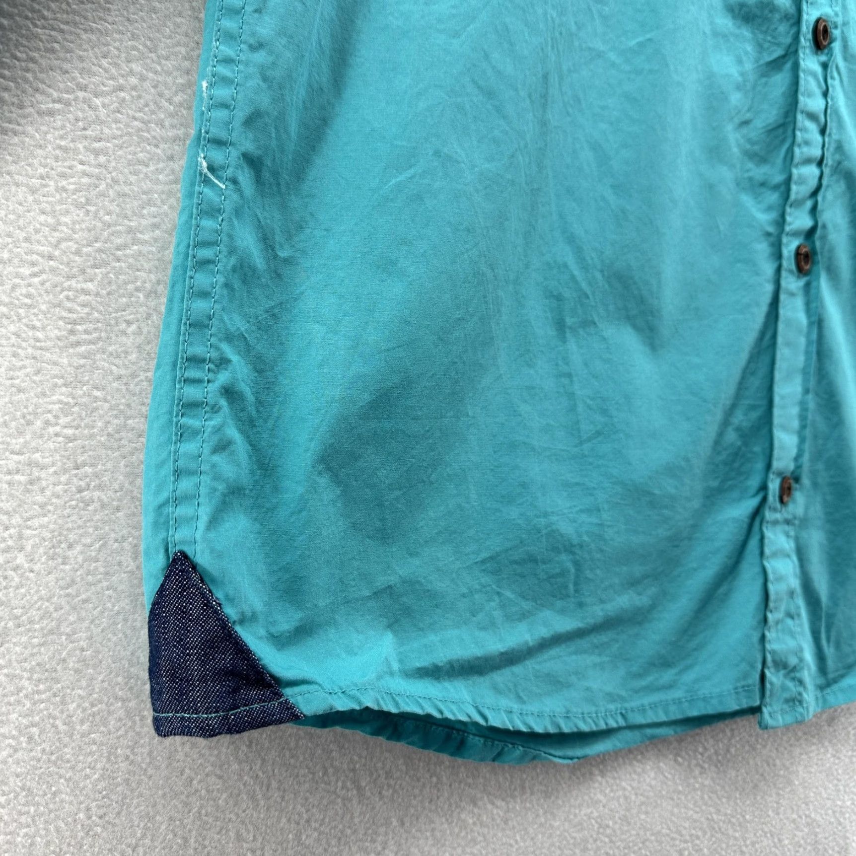 Denime Sixtynine Club Shirt Mens Large Turquoise Blue Long Sleeve Button Up Denim Trim Size US L / EU 52-54 / 3 - 5 Thumbnail