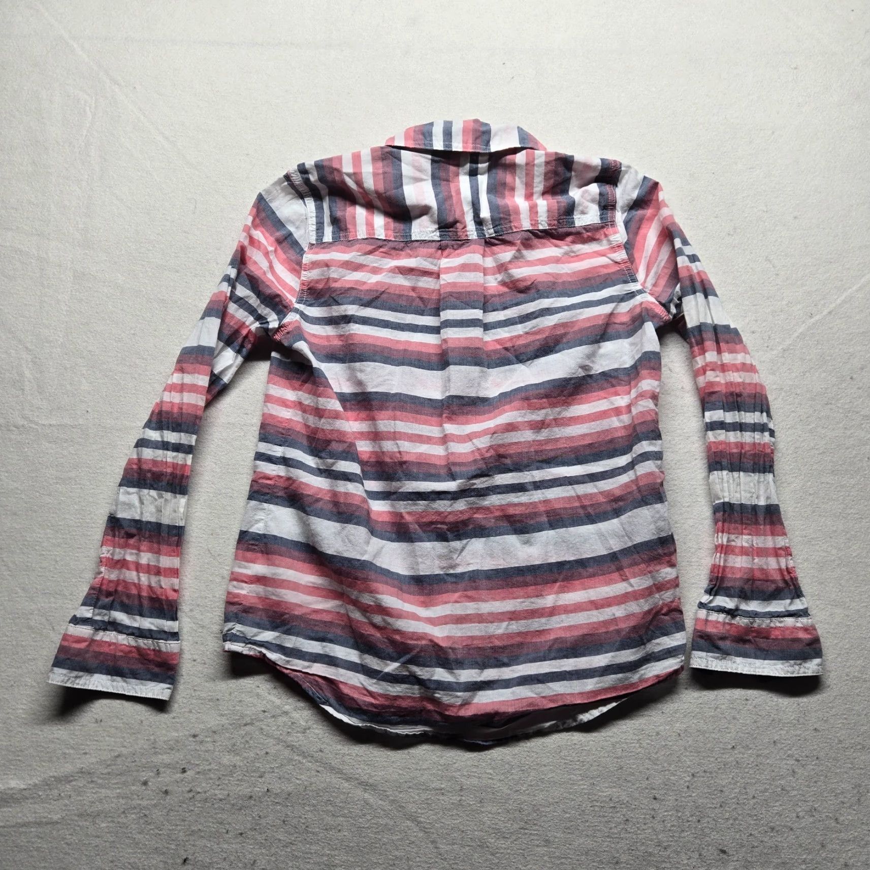 Vintage St. John's Bay Shirt Women's Small Stripe Button-Up Long Sleeve Beige White Cotton Shirt Adult Small Striped Casual Women Fashion 90s? Size S / US 4 / IT 40 - 7 Thumbnail