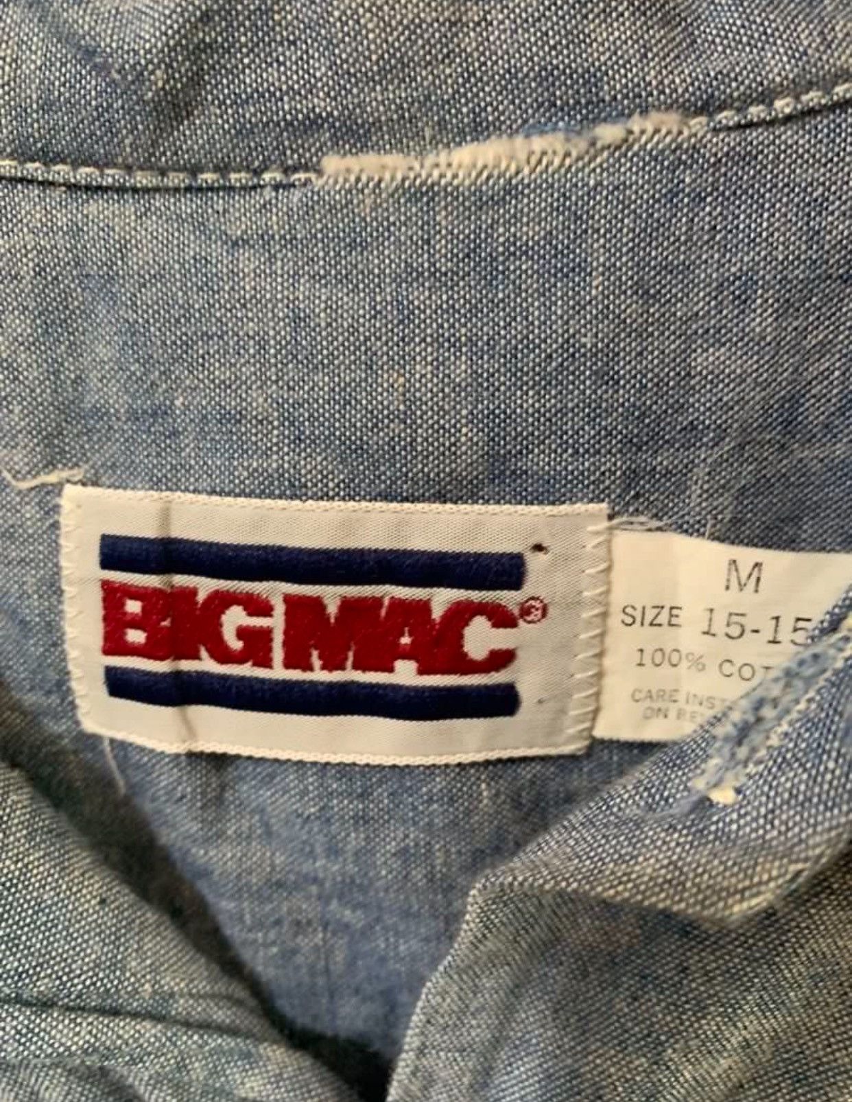 Big Mac Bicmac 80s vintage chambray shirt double pocket Size US L / EU 52-54 / 3 - 4 Thumbnail