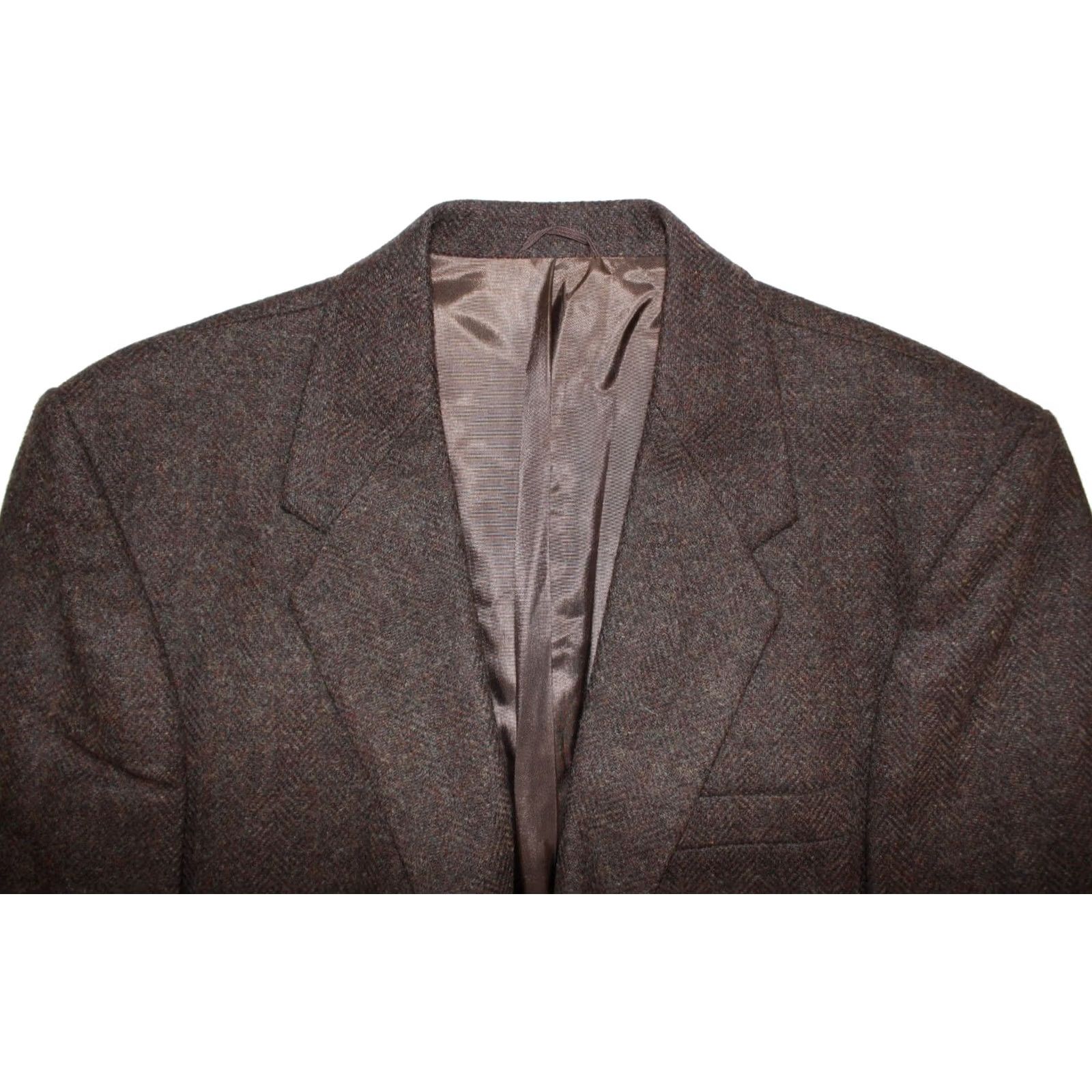 Farah Vintage Farah Wolff Blazer Men 44 R 100% Pure Wool Tweed Herringbone Brown Size 44R - 4 Thumbnail
