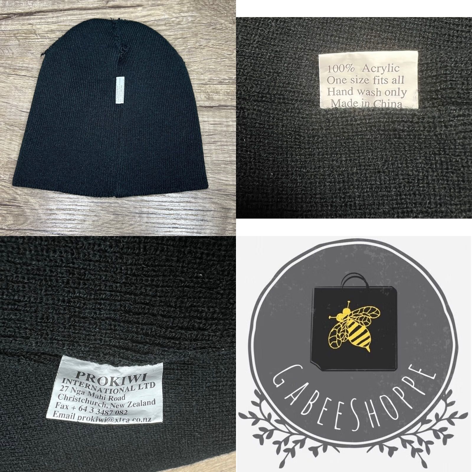 Vintage Prokiwi International LTD Beanie Adult OSFA Knit Hat New Zealand Fern Embroidered Black Knit Winter Fall Spring Lightweight Stretch Mens Hat Size ONE SIZE - 8 Thumbnail