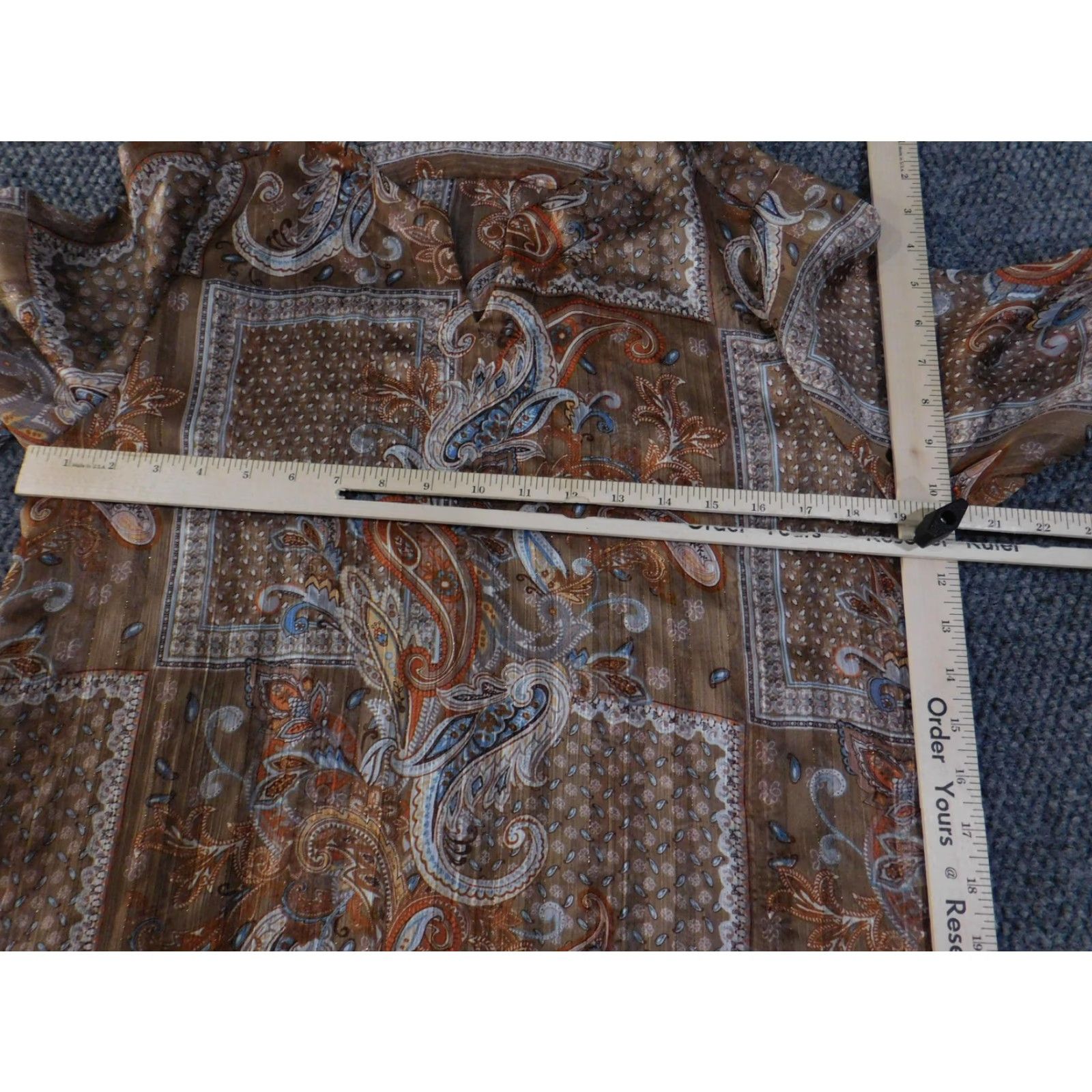 Vintage Chico's Blouse Tunic Womens Medium Paisley Patchwork 3/4 Sleeve V-Neck Metallic Lightweight Sheer Boho Shirt Size XS / US 0-2 / IT 36-38 - 5 Thumbnail