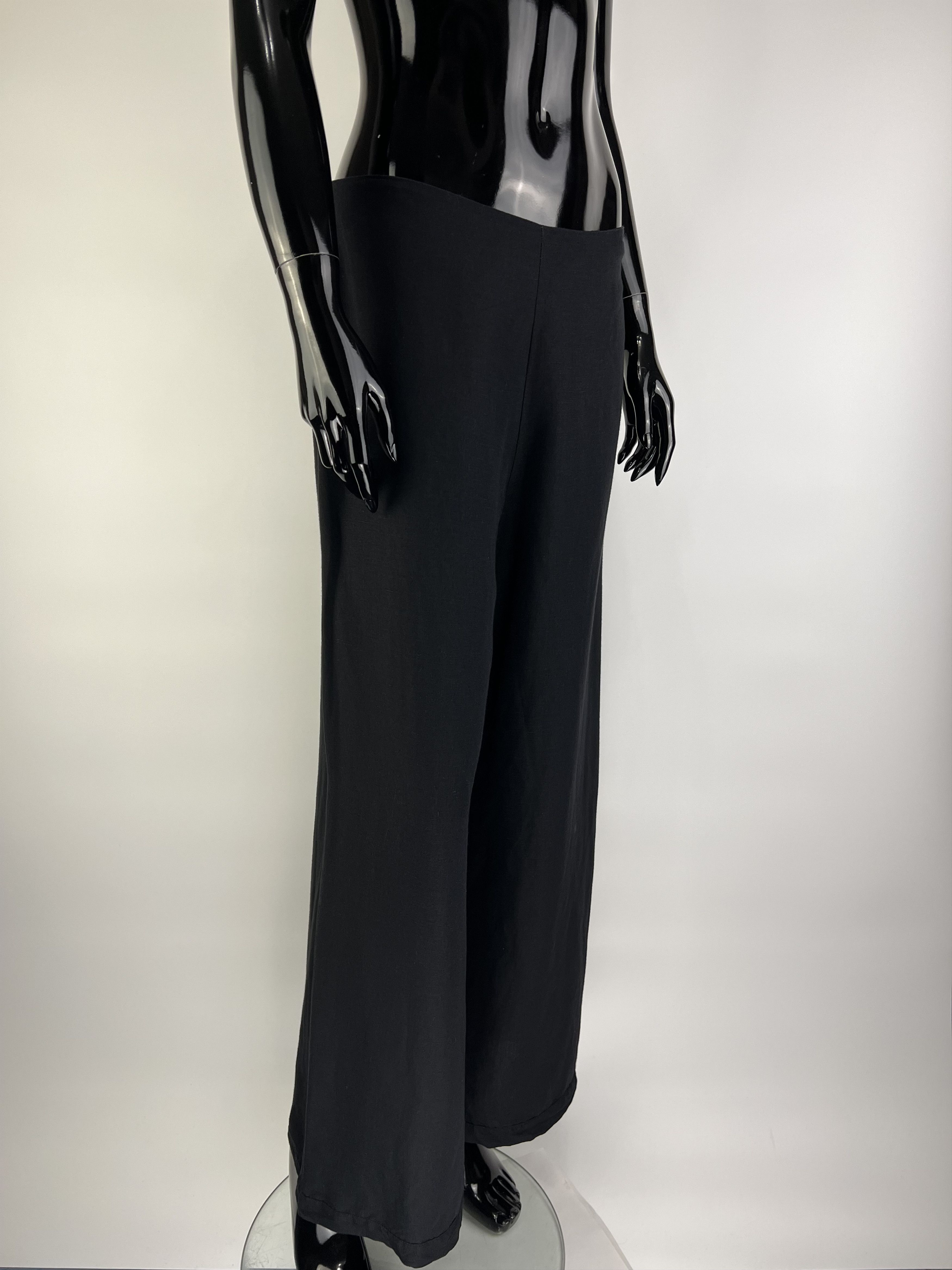 Sarah Pacini Sarah Pacini Black Linen Rayon Trousers Pants Size 2 Size 30" / US 8 / IT 44 - 1 Thumbnail