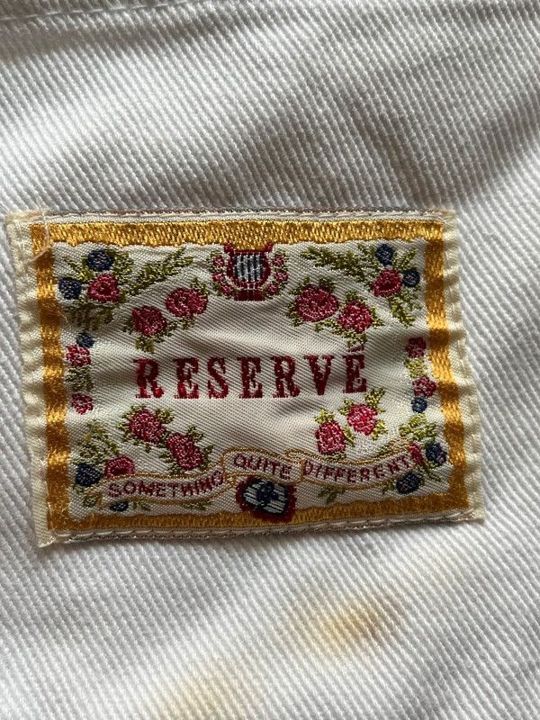 Reserved Reserve Sz L Women's Vintage 1990s White Denim Shorts Rare Size 35" - 11 Thumbnail