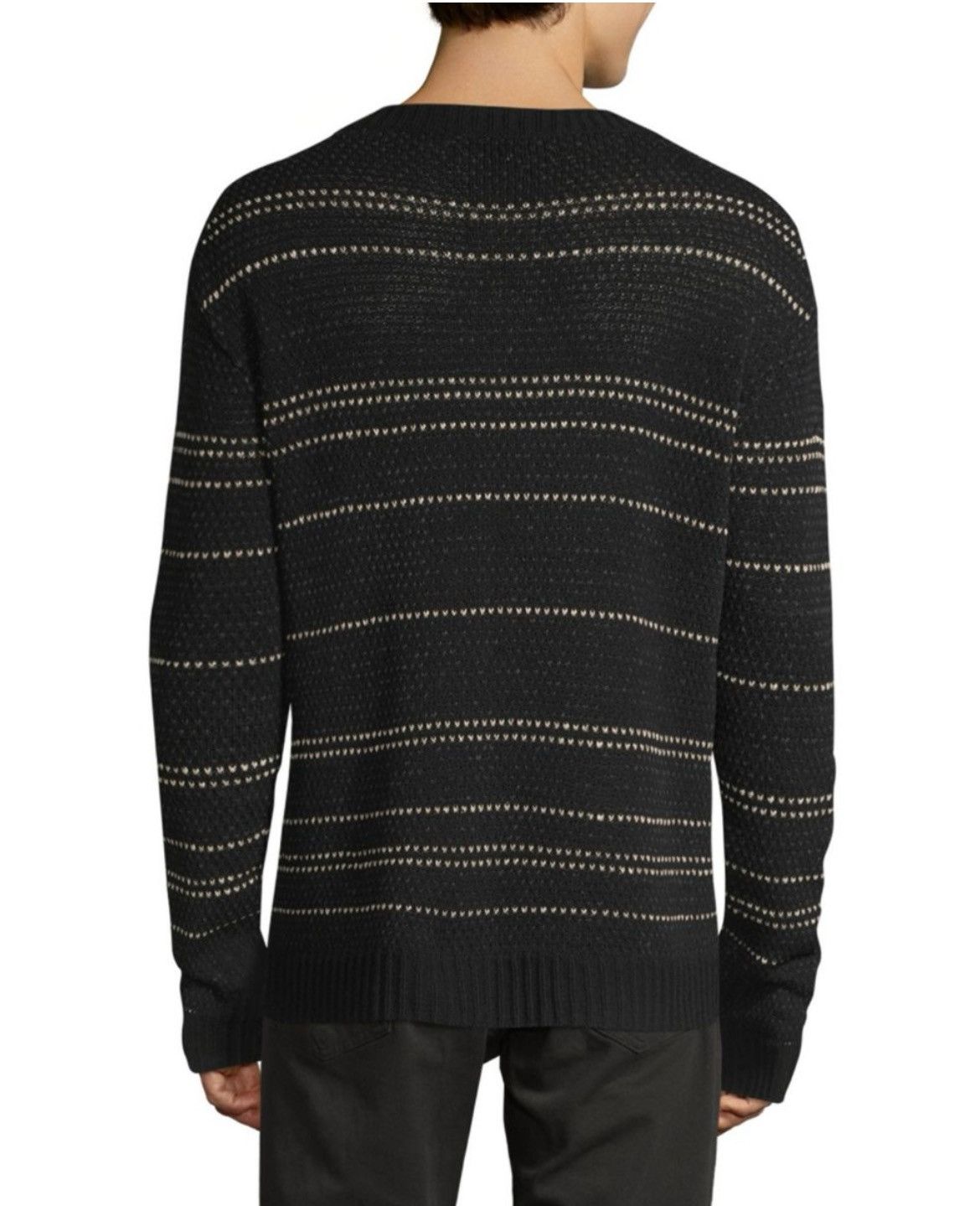 John Varvatos Jacquard stripe Knit Long Sleeve V-Neck Sweater Size medium. Size US M / EU 48-50 / 2 - 7 Thumbnail