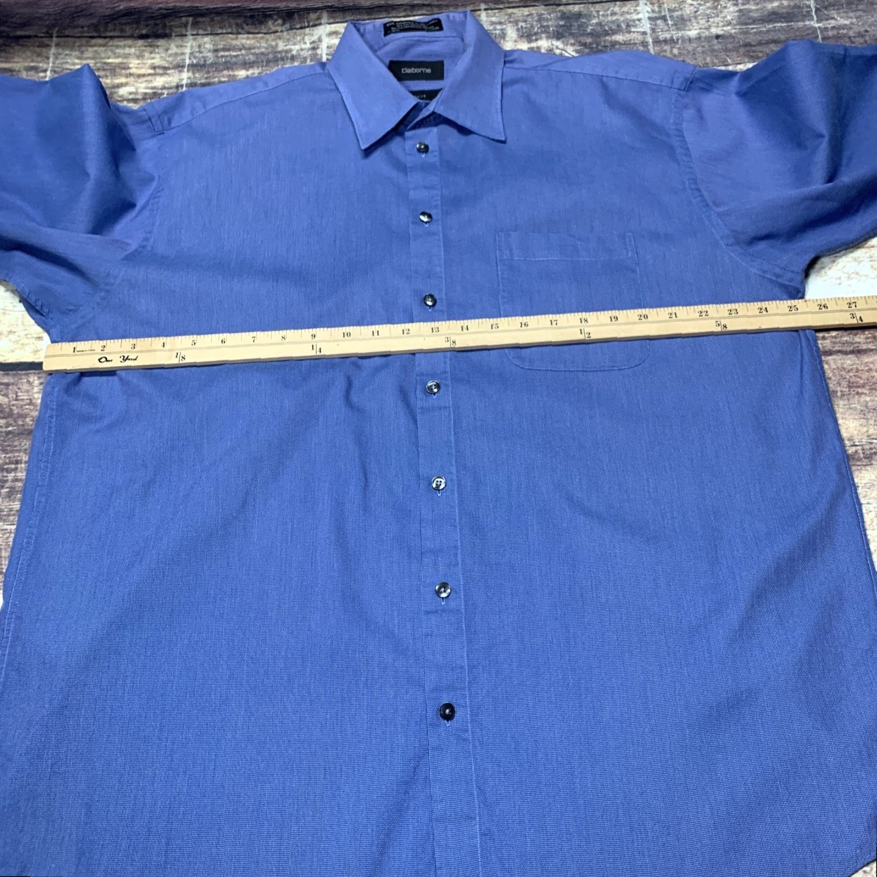Liz Claiborne Claiborne Shirt Mens XL Long Sleeve Button-Up Blue Casual Dress Neck 17" Featured 52 Chest Size US XL / EU 56 / 4 - 2 Thumbnail