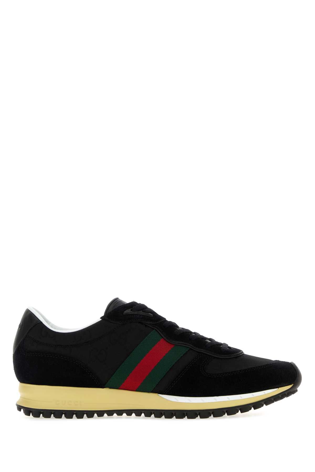 Gucci Black Original Gg Fabric And Suede Gucci Re-Motion Sneakers Size US 10 / EU 43 - 1 Thumbnail
