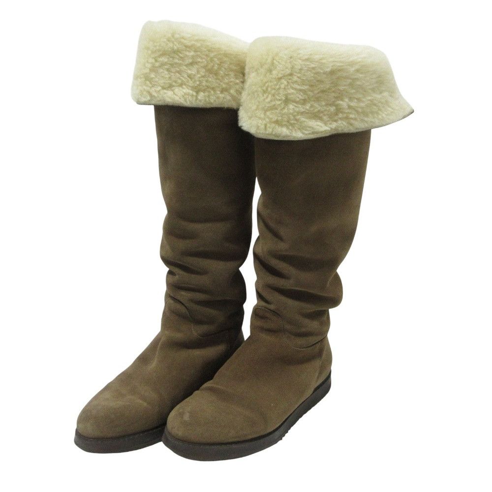 Salvatore Ferragamo Salvatore Ferragamo Salvatore Ferragamo Shearling Long Boots Leather Shoes DUTY FREE for USA Size ONE SIZE - 1 Thumbnail