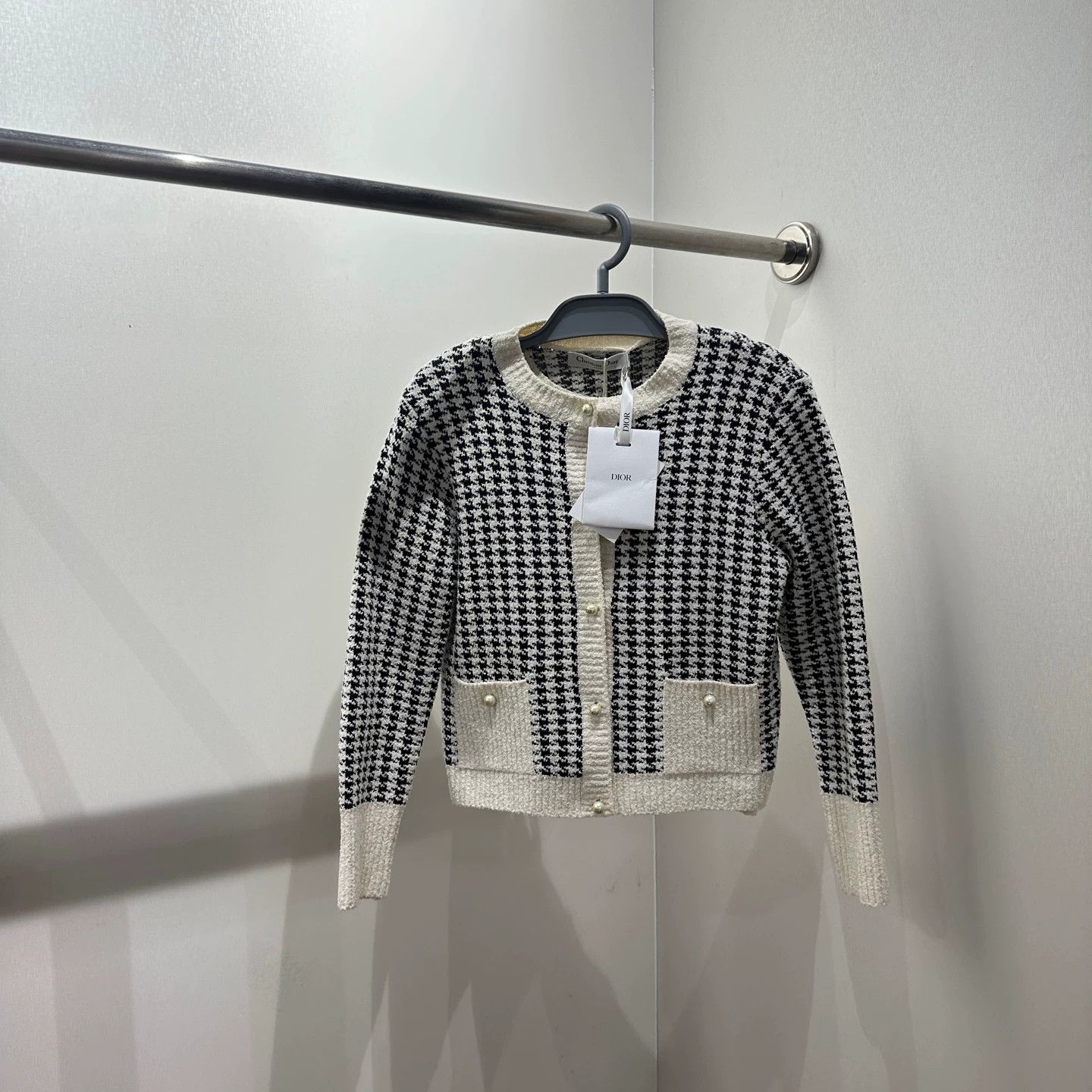 Christian Dior Monsieur Dior Houndstooth CD Pearl Knit Two-Piece Set Women's 36 New Size XS / US 0-2 / IT 36-38 - 1 Thumbnail