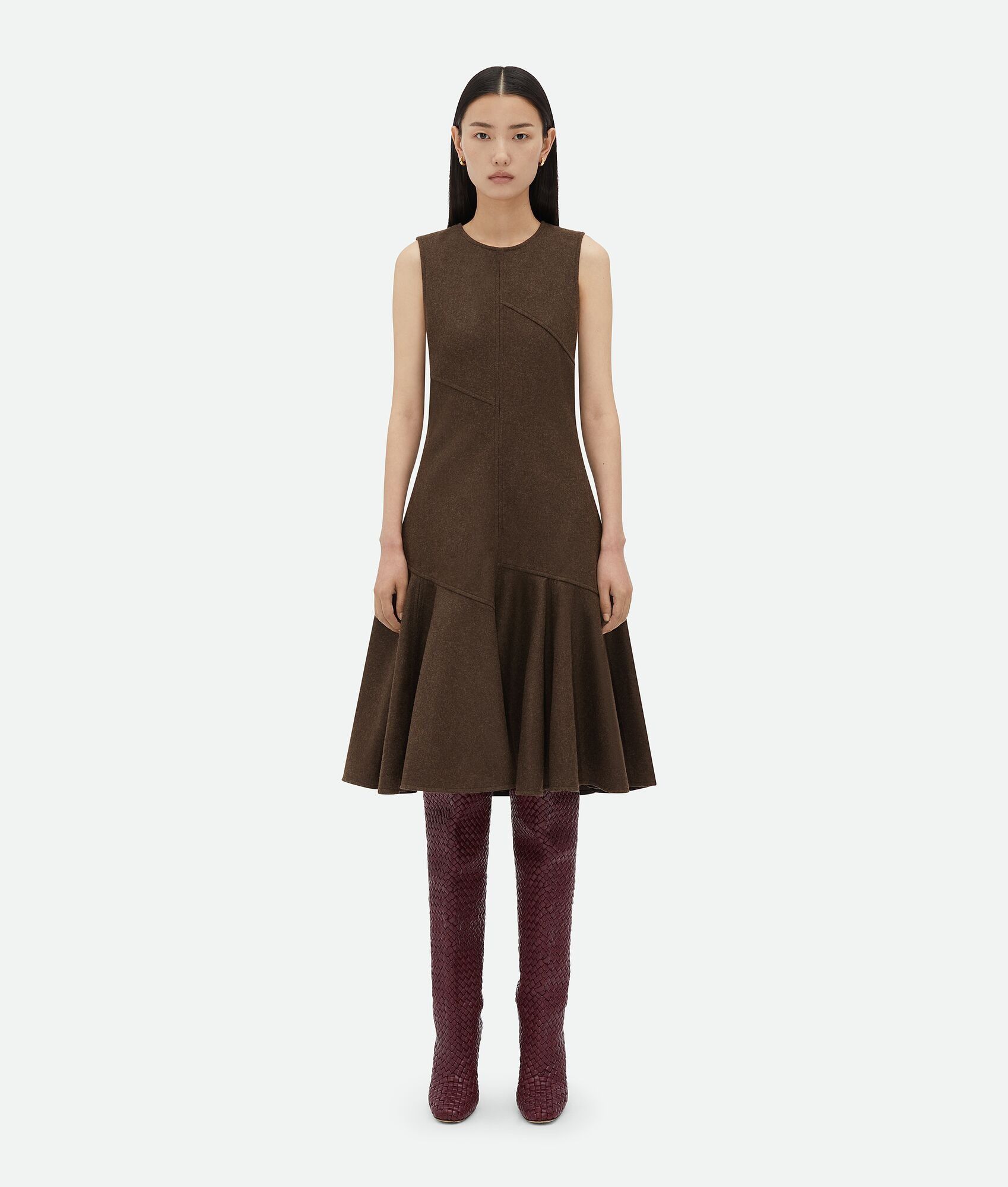 Bottega Veneta o1bcso1str0225 Wool Flannel Midi Dress in Fondant Melange Size M / US 6-8 / IT 42-44 - 1 Thumbnail