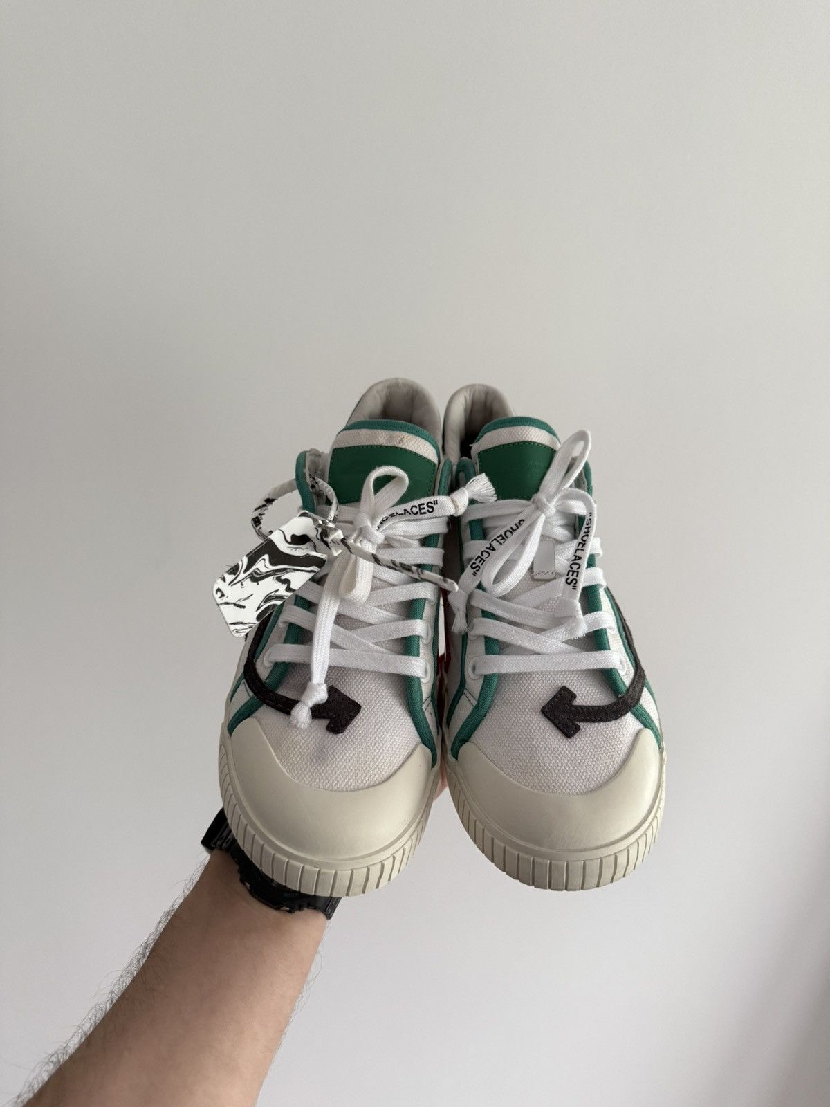 Off-White Off-White Low Vulcanized Canvas White Green Size US 10 / EU 43 - 3 Thumbnail