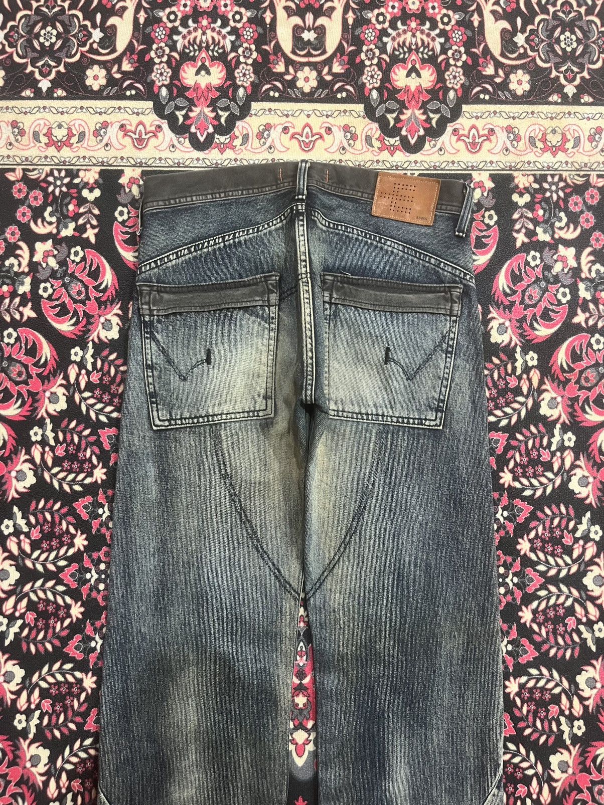 Le Grande Bleu (L.G.B.) Vintage Edwin E Function Cyberobotic Dark Mud Washed Jeans Size US 29 - 7 Thumbnail