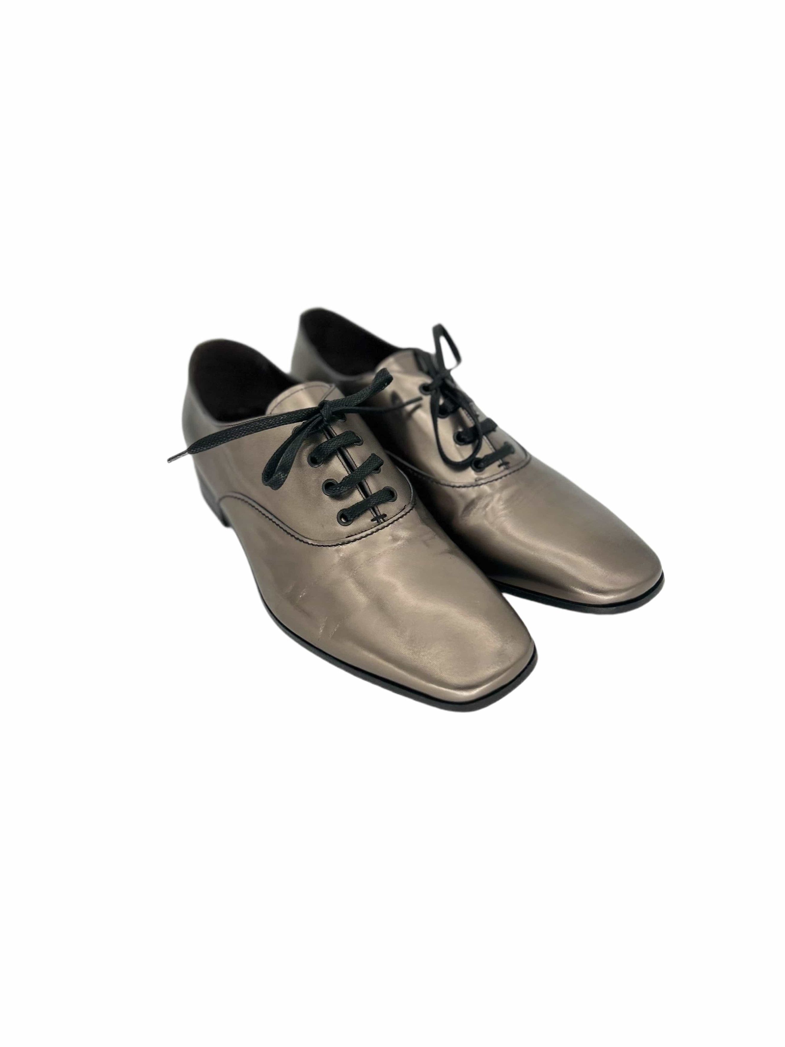 Lanvin Lanvin Silver Oxford Shoe With Gros Grain Laces Grailed