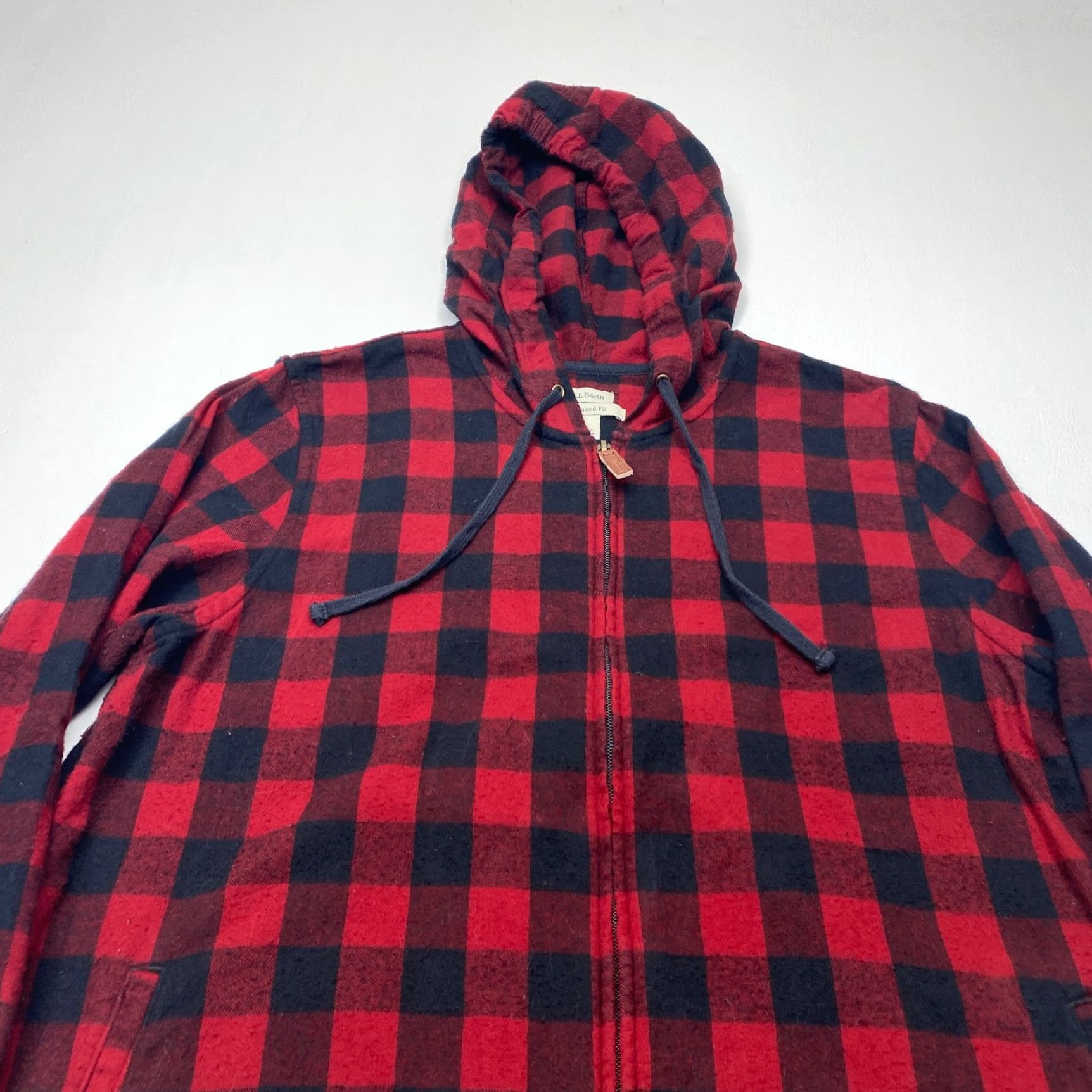Vintage LL Bean Jacket Womens Large Red Black Buffalo Plaid Flannel Hooded Zip Relaxed Size L / US 10 / IT 46 - 6 Thumbnail