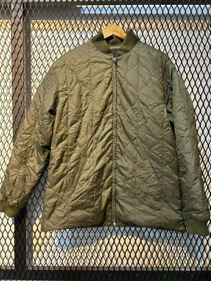 image of Bape Varsity Puffer All Logo Quilted Jacket in Olive, Men's (Size Large)