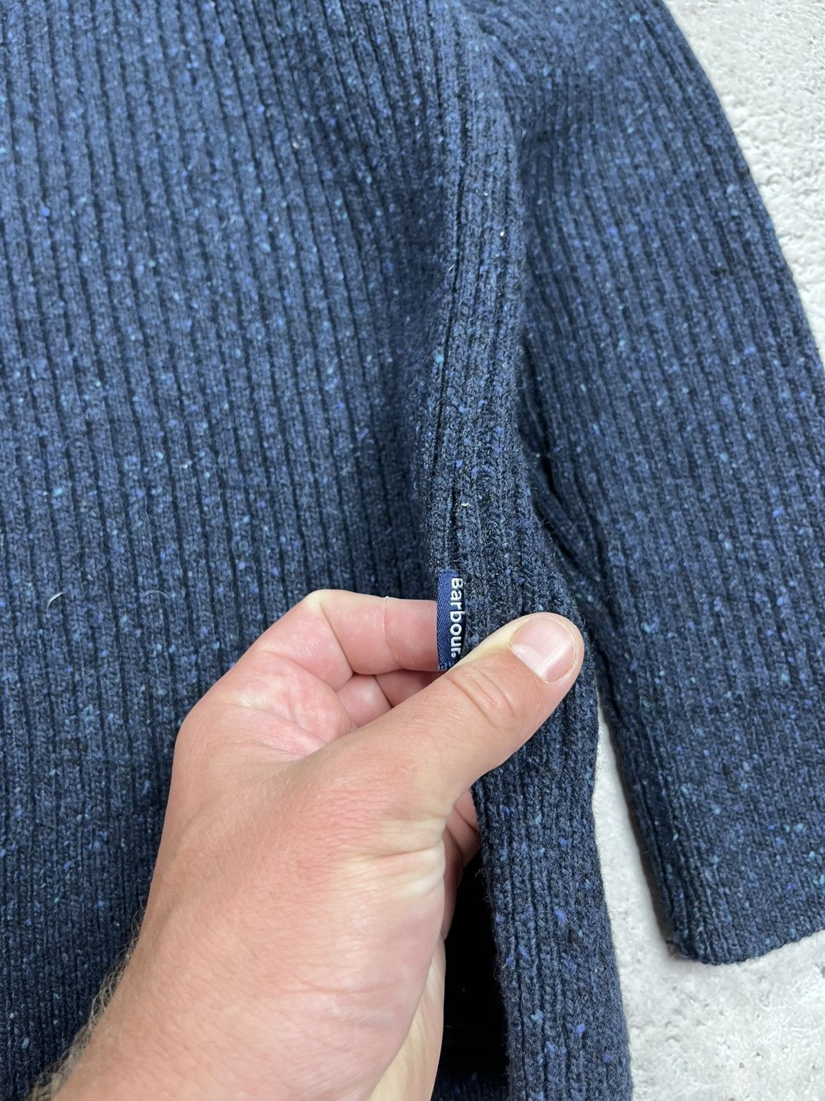 Barbour Barbour Wool Blend Ribbed Shawl Collar Sweater XL Navy Size US XL / EU 56 / 4 - 7 Thumbnail